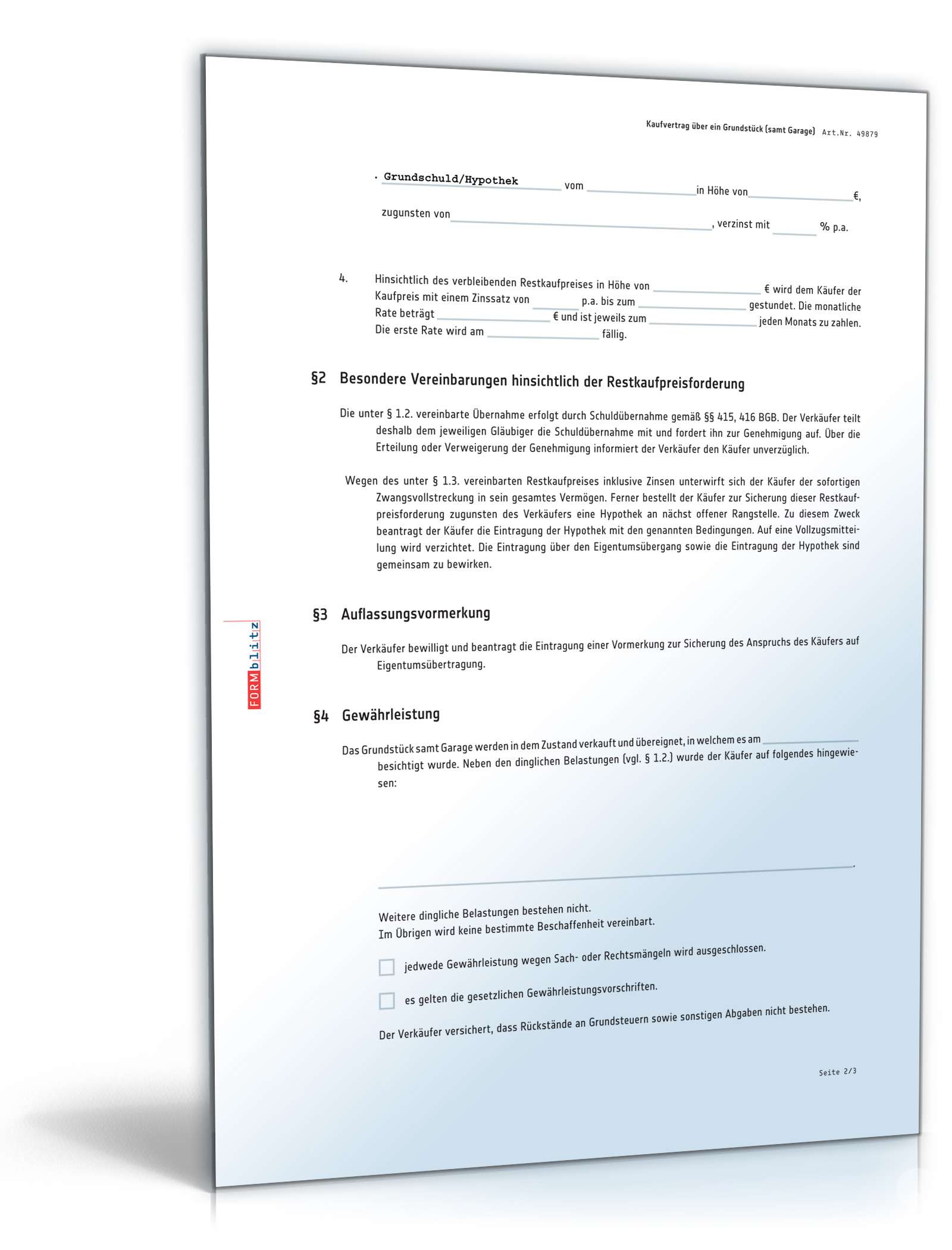 Kaufvertrag Grundstück PDF. Seite: 2