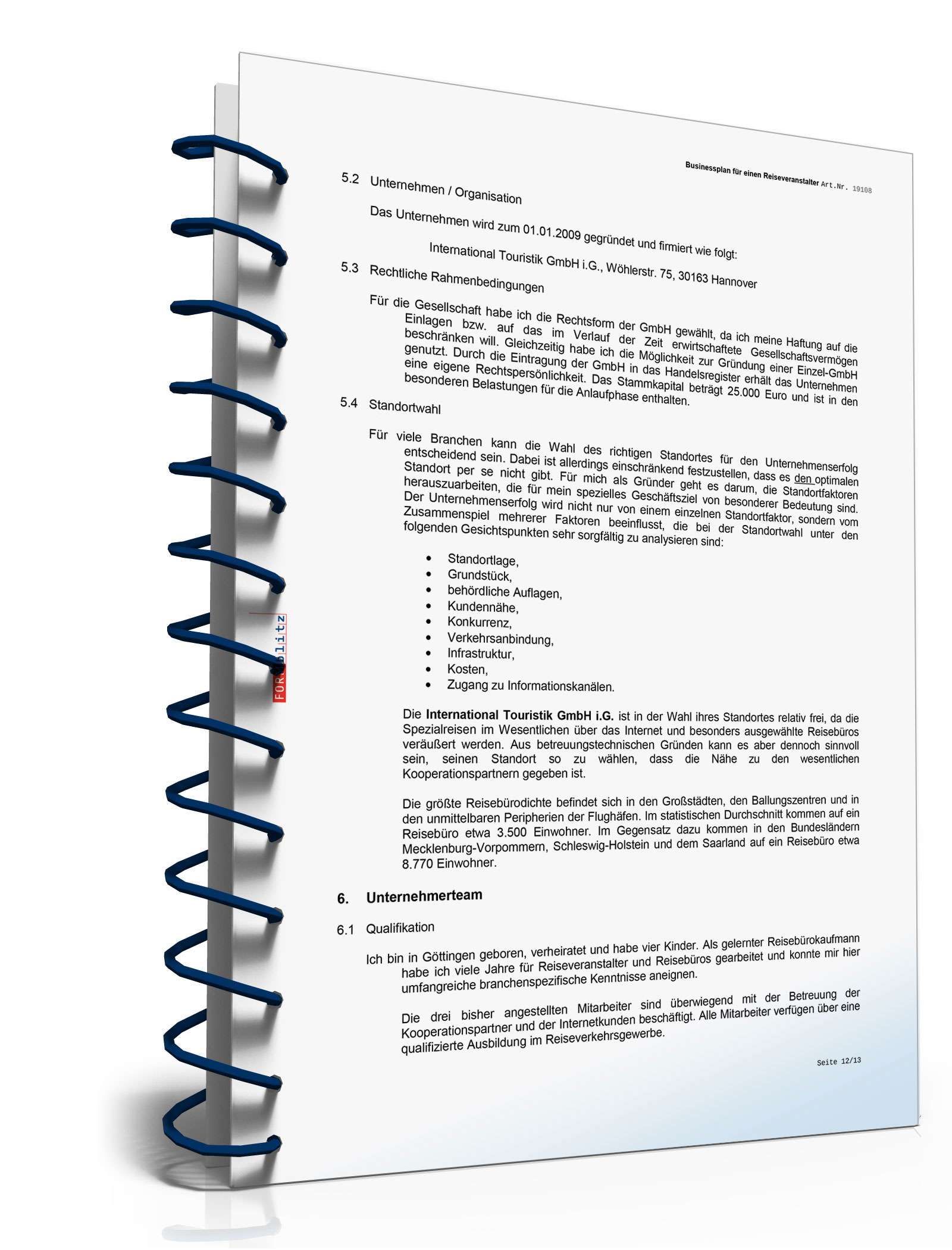 Businessplan Reiseveranstalter Excel. Seite: 15