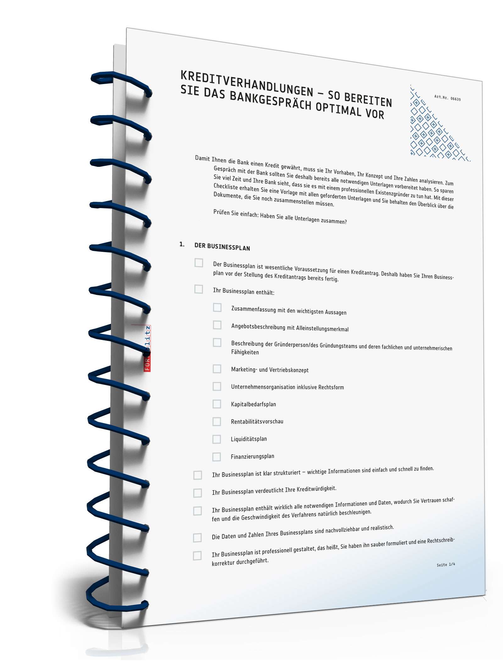 Checkliste Vorbereitung Kreditverhandlung PDF