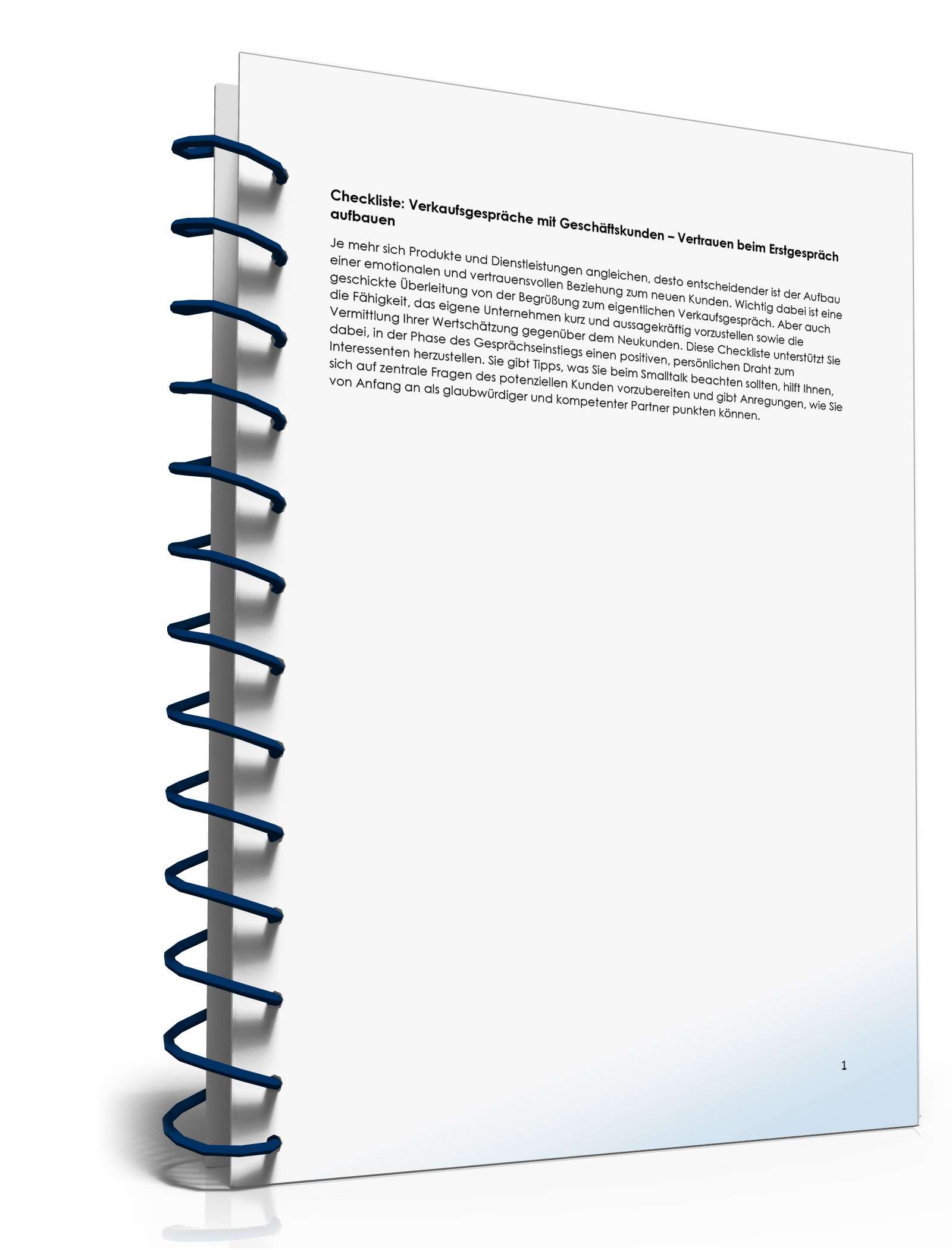 Checkliste Gesprächseinstieg mit Geschäftskunden PDF