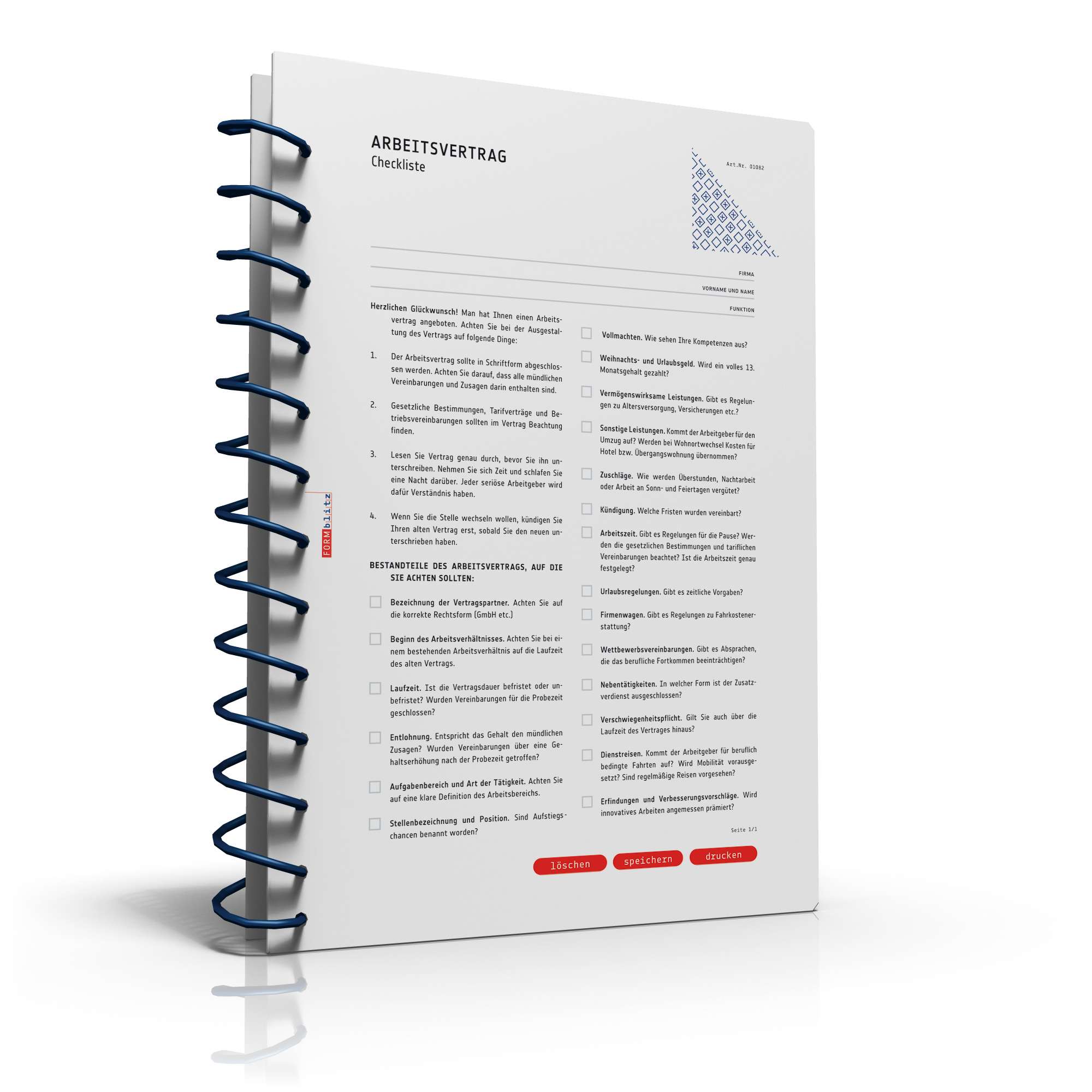 Checkliste für Arbeitsvertrag PDF. Seite: 2