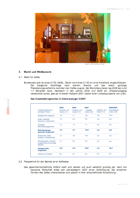 Businessplan Kaffee-Bar Excel. Seite: 2