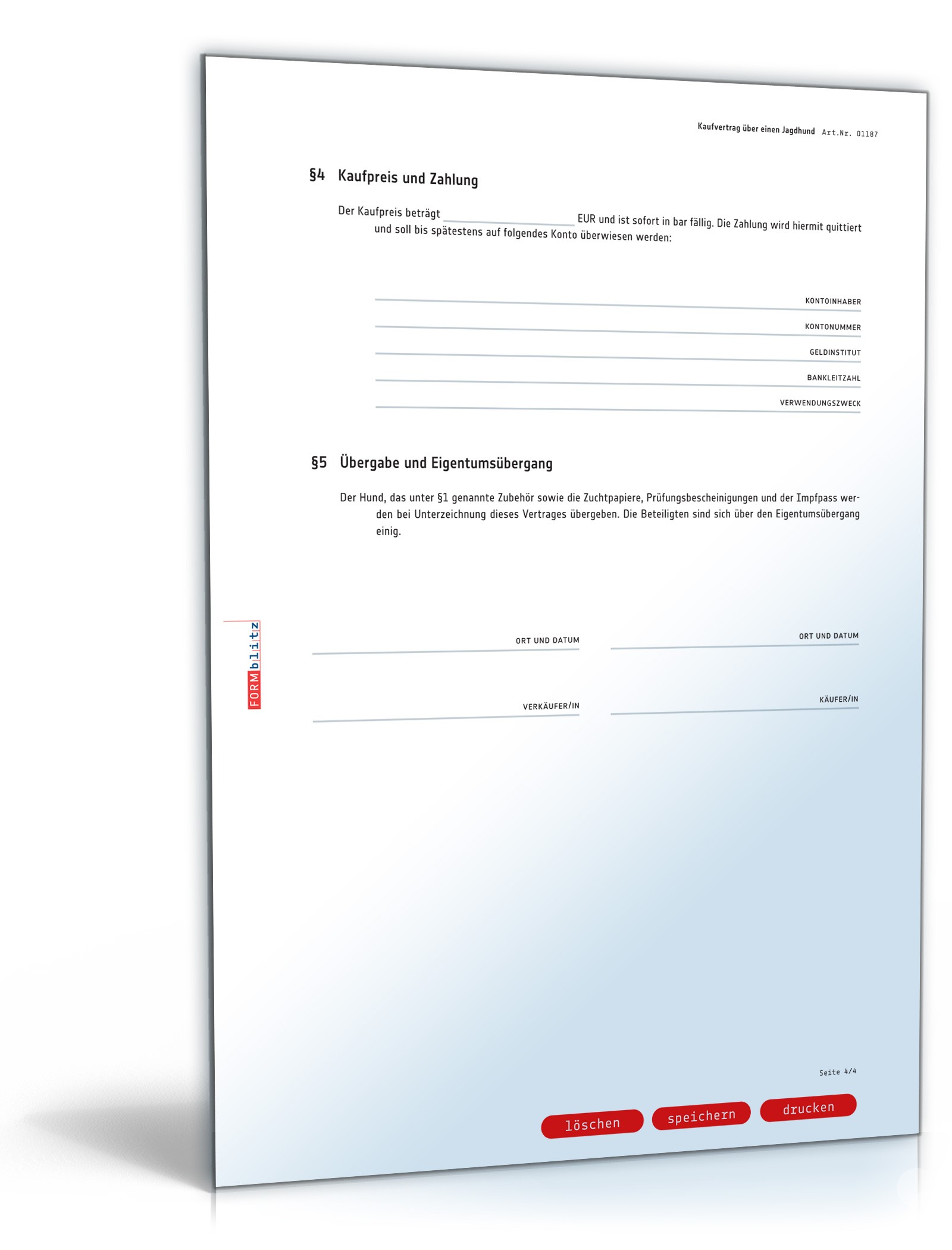 Kaufvertrag Jagdhund PDF. Seite: 4