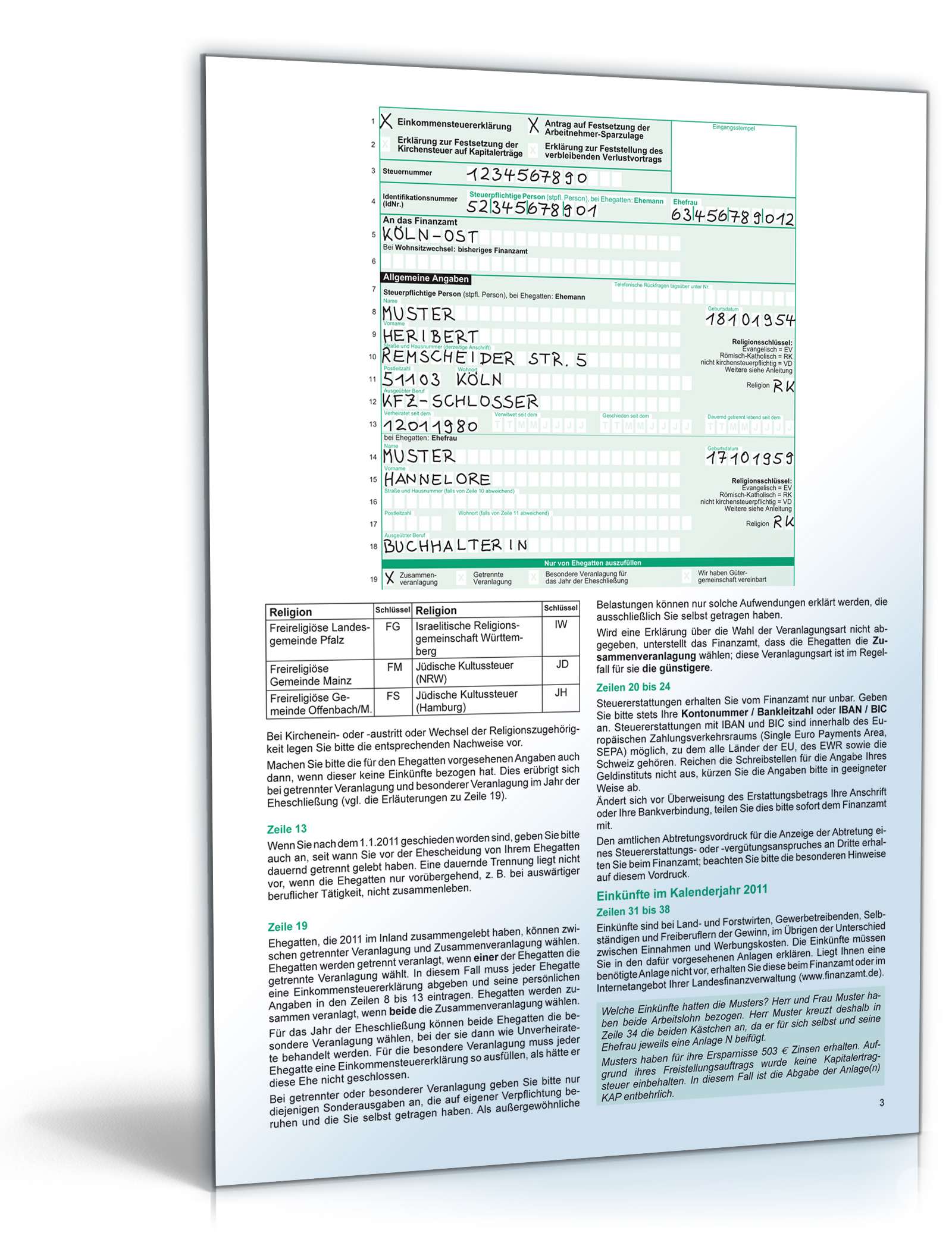 Anleitung zur Einkommensteuererklärung 2011 PDF. Seite: 3