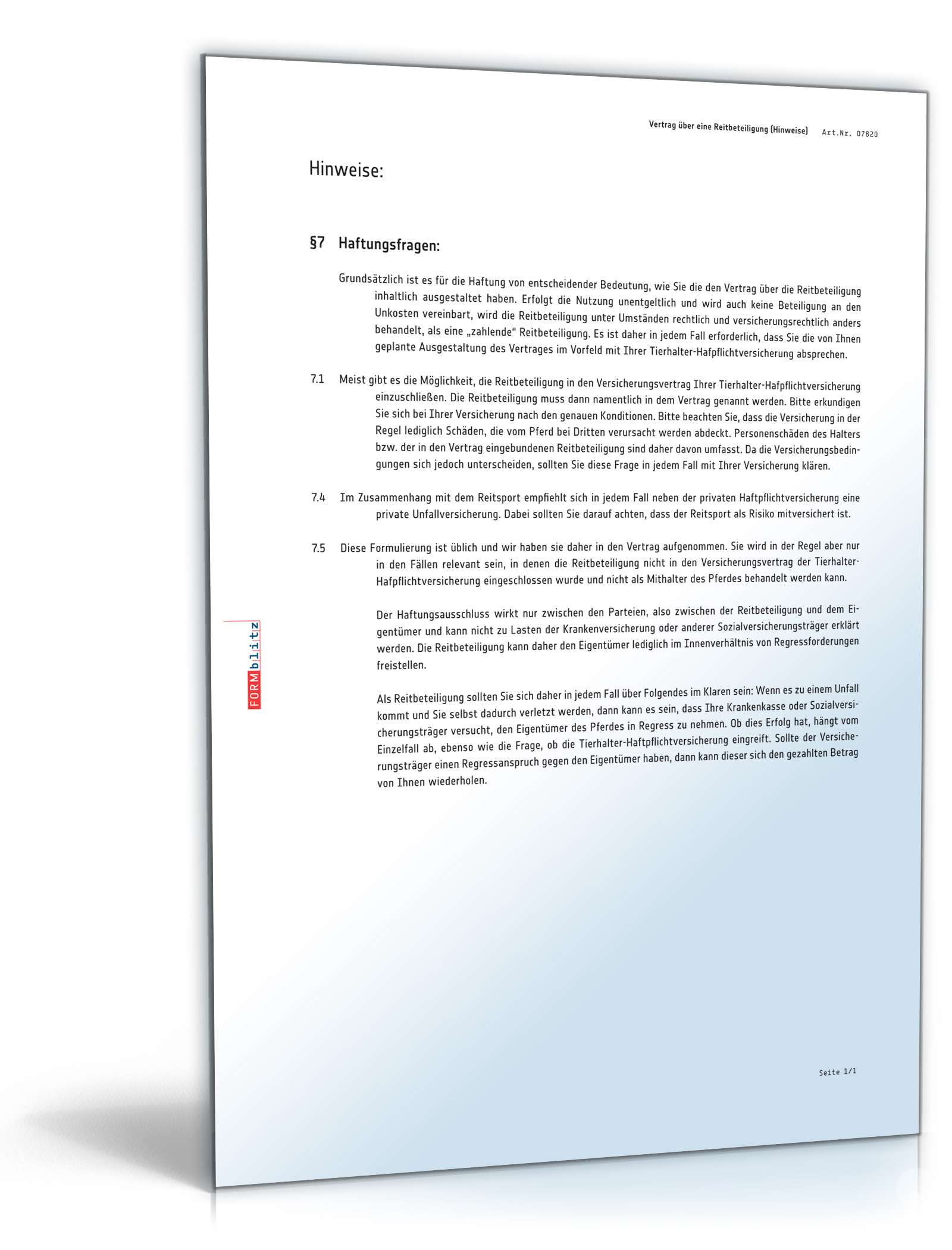 Vertrag Reitbeteiligung PDF. Seite: 8