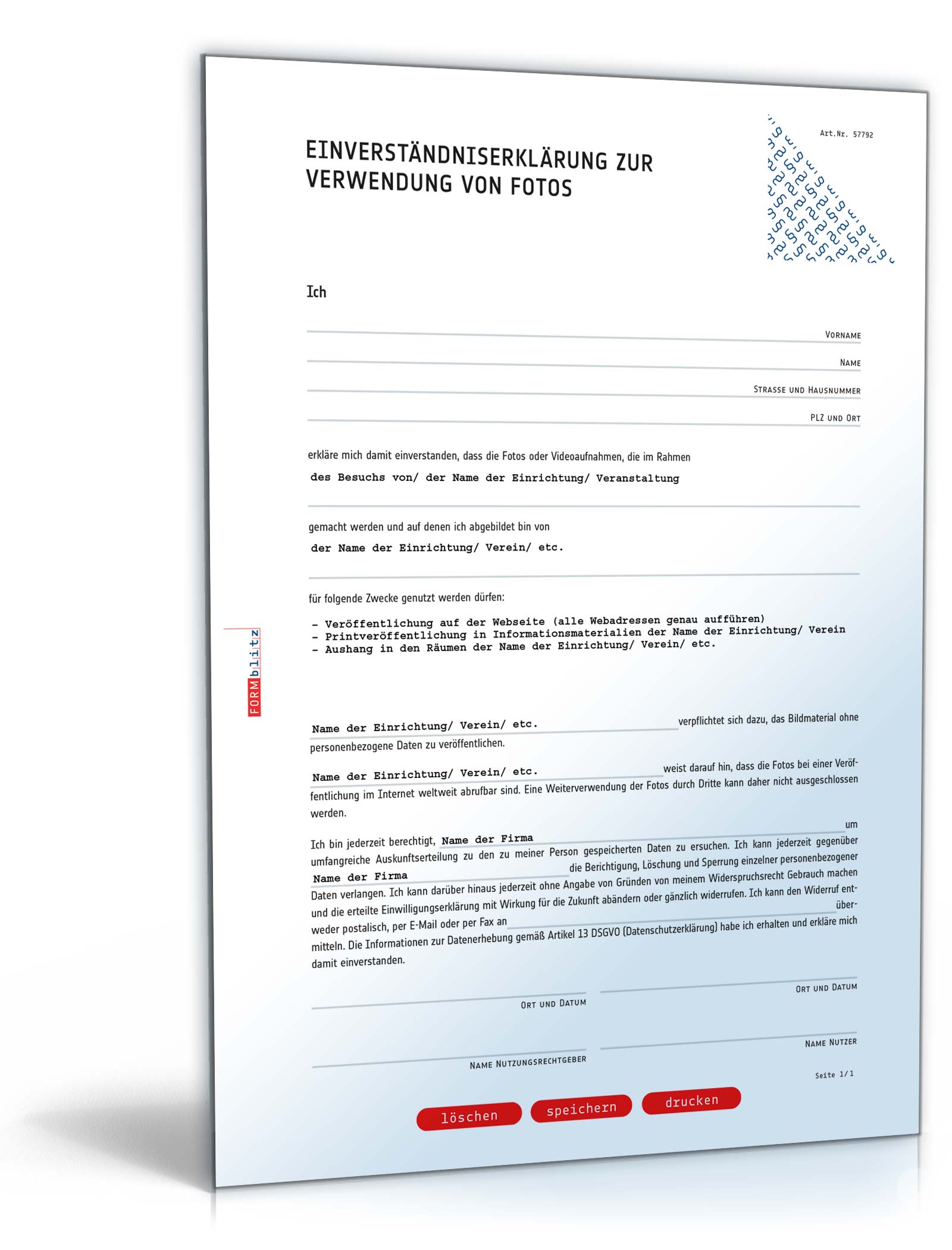 Einwilligung Verwendung Fotos DSGVO PDF