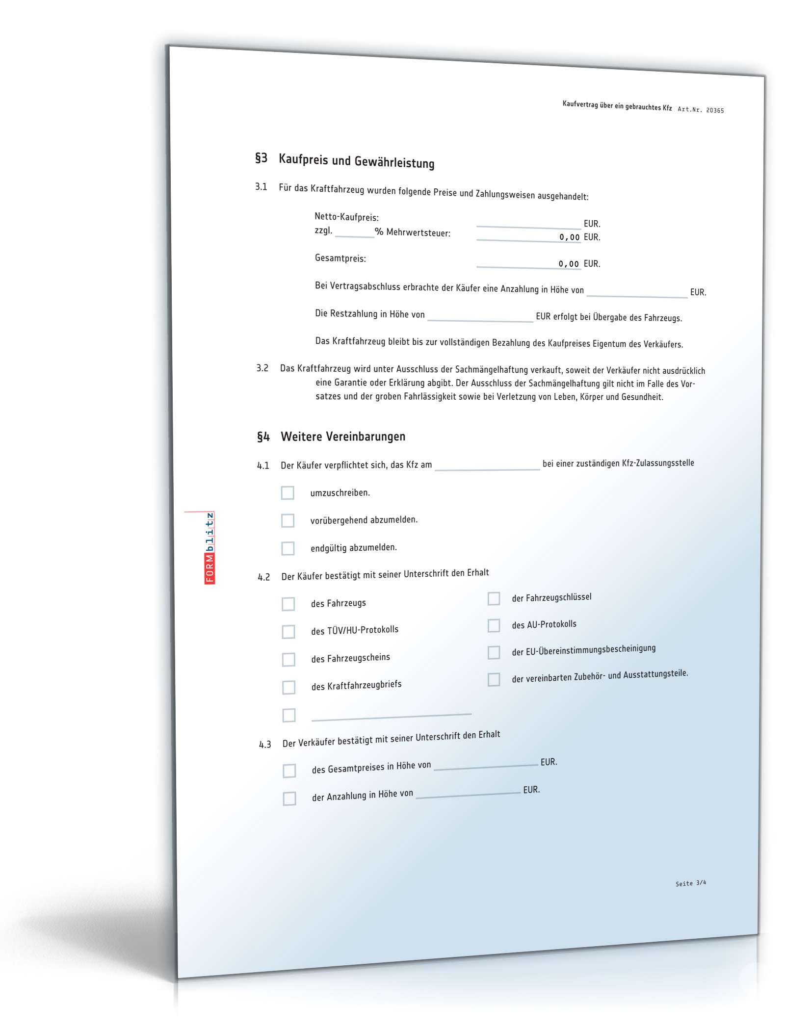 Kfz-Kaufvertrag B2B PDF. Seite: 3