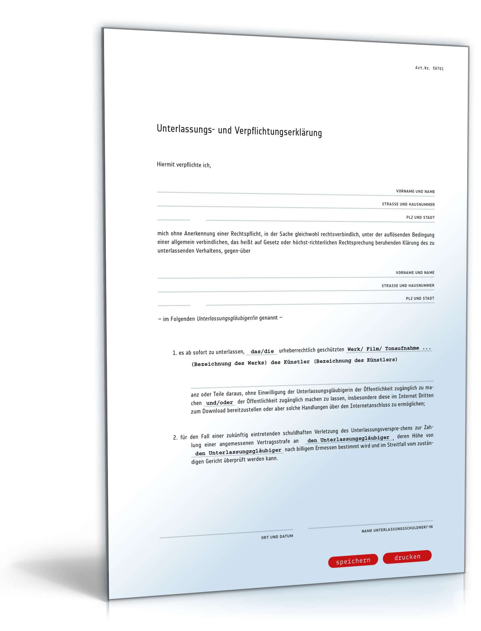 Unterlassungserklärung illegale Downloads PDF