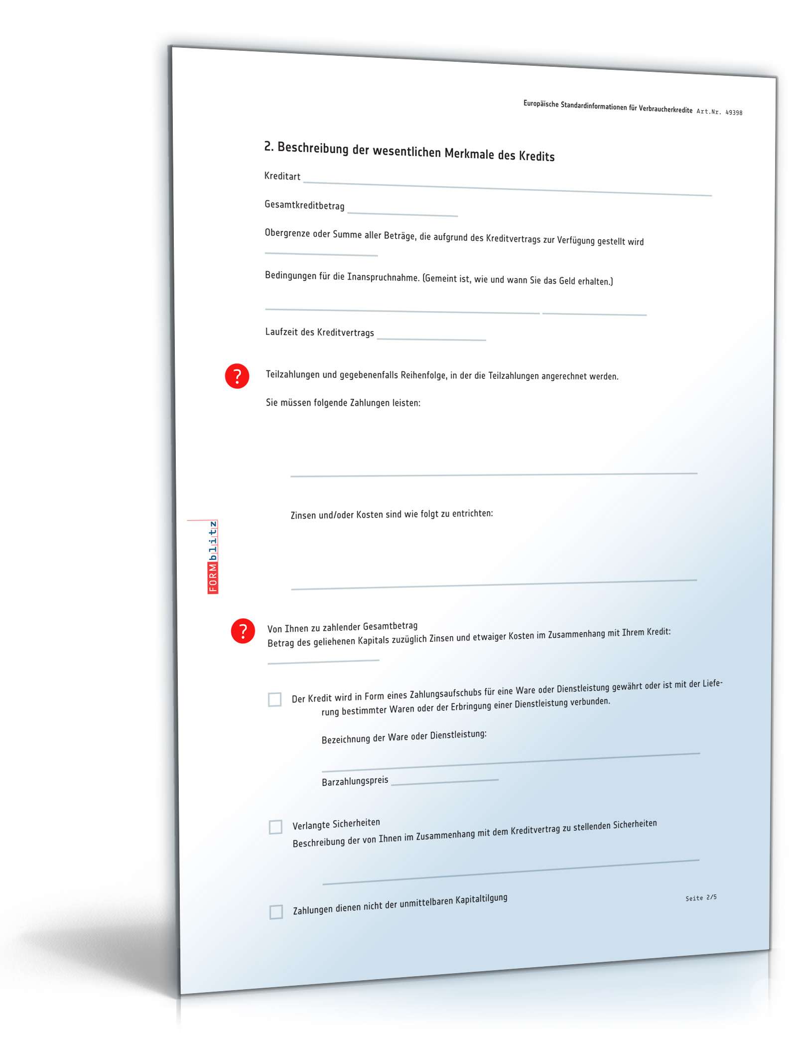 Europäische Standardinformationen für Verbraucherkredite PDF. Seite: 2