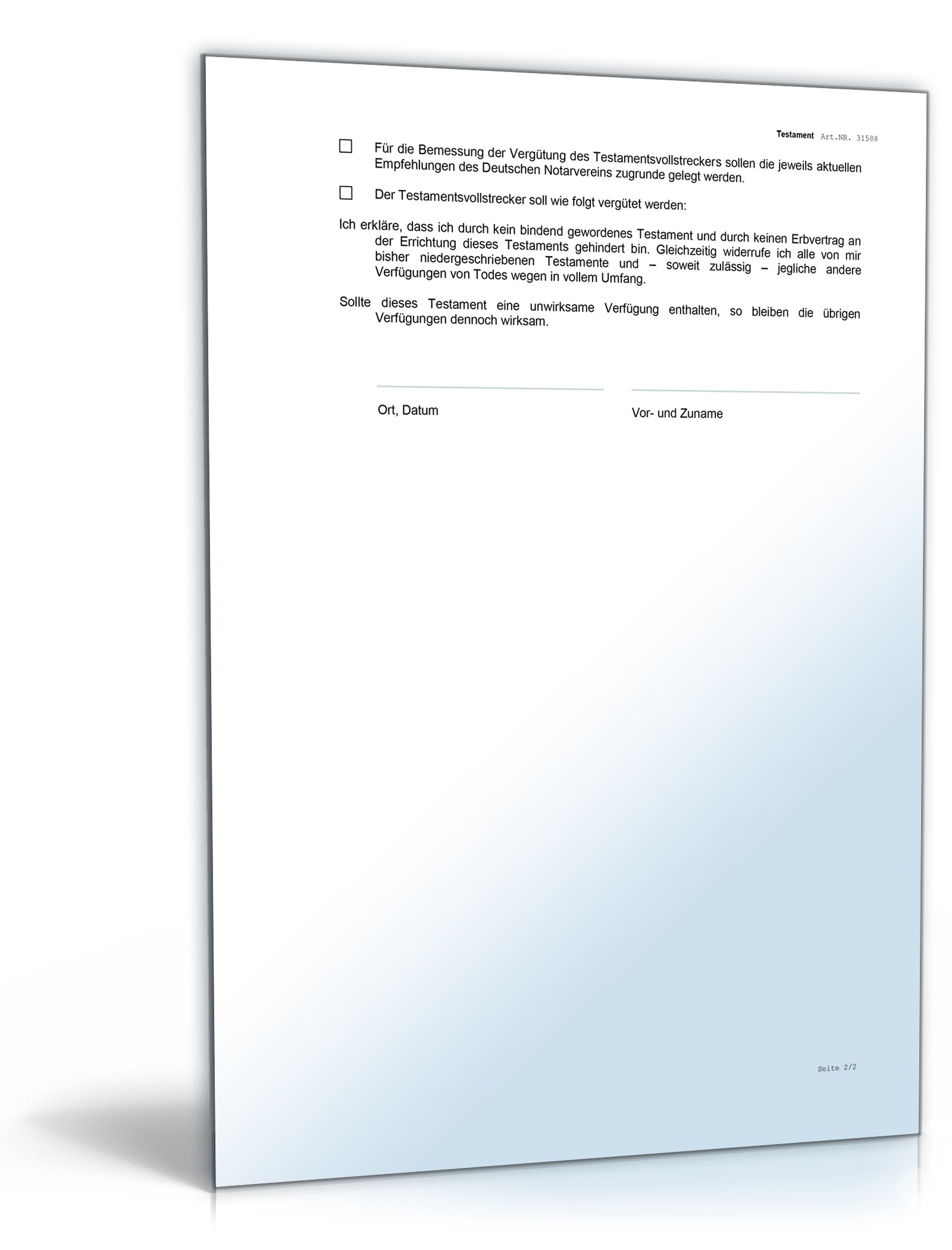 Testament mit Auflagen Word. Seite: 3