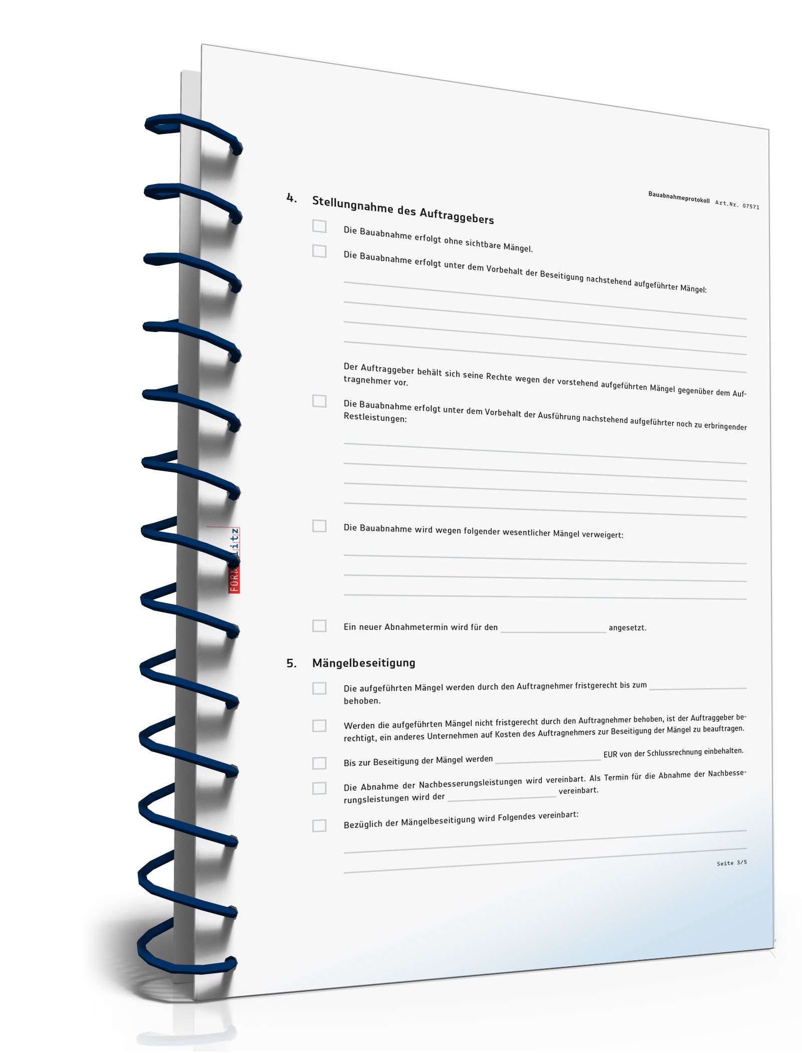 Bauabnahmeprotokoll PDF. Seite: 3