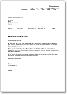 Mitteilung Auflösung GmbH Word