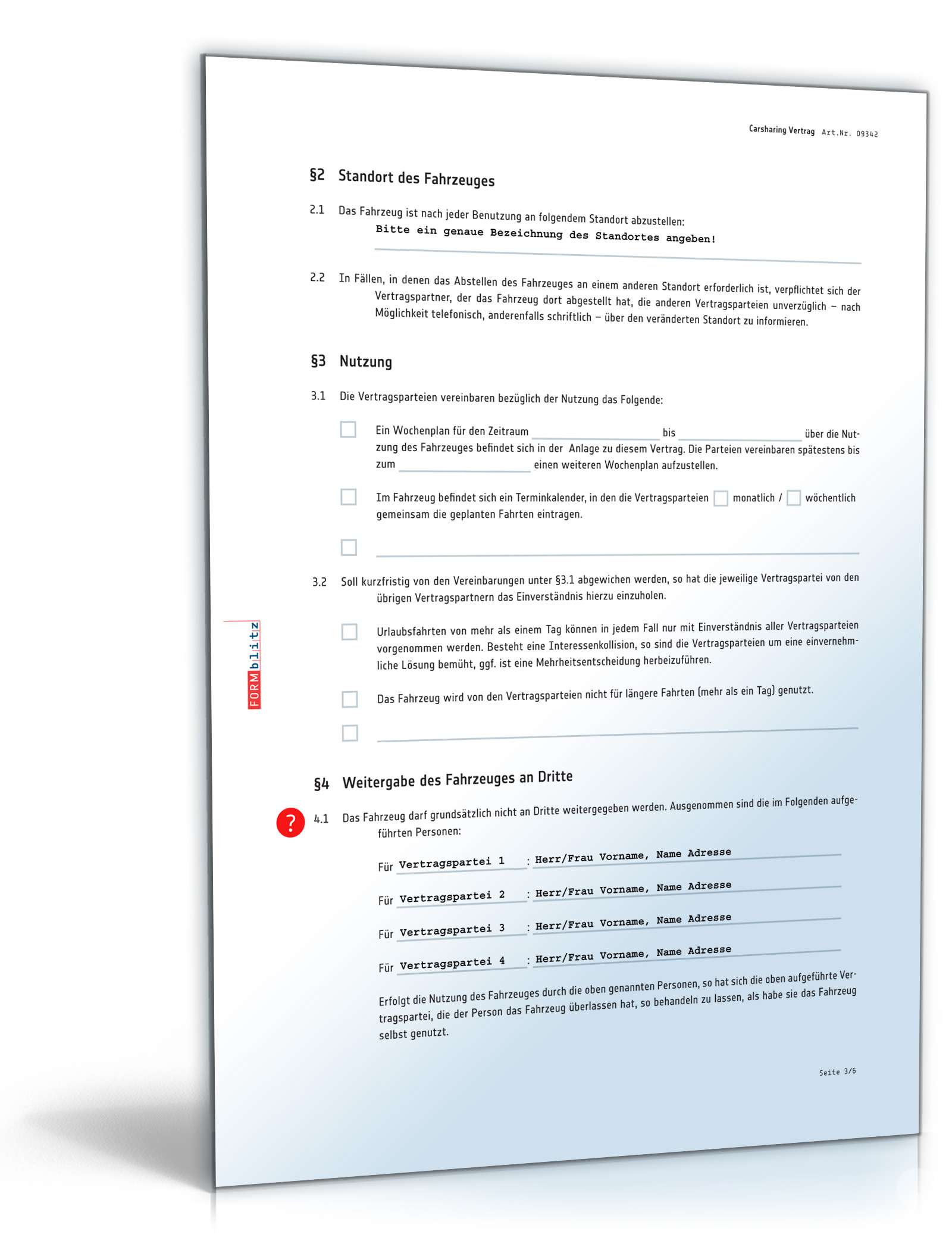 Carsharing Vertrag PDF. Seite: 3