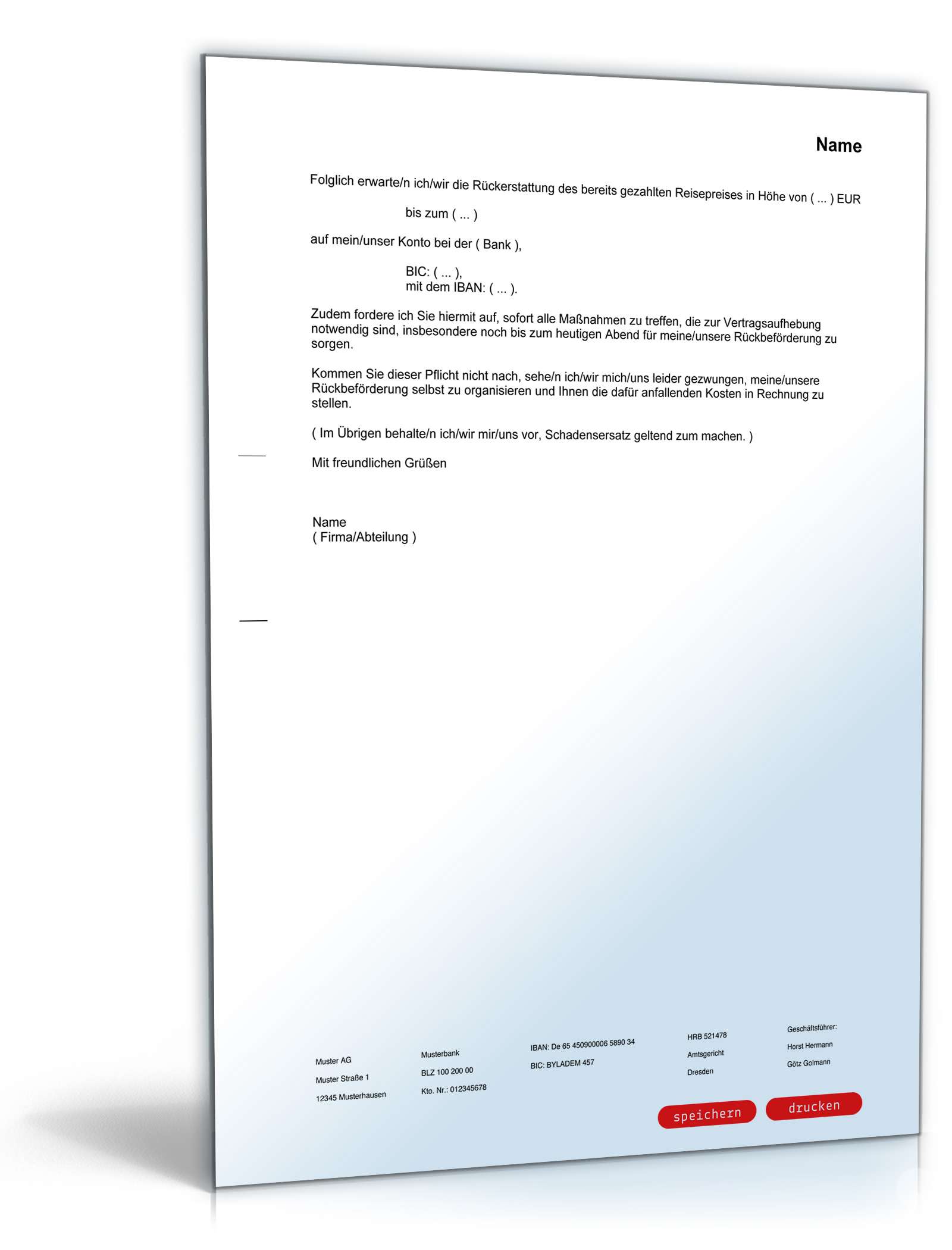 Kündigung Reisevertrag PDF. Seite: 2