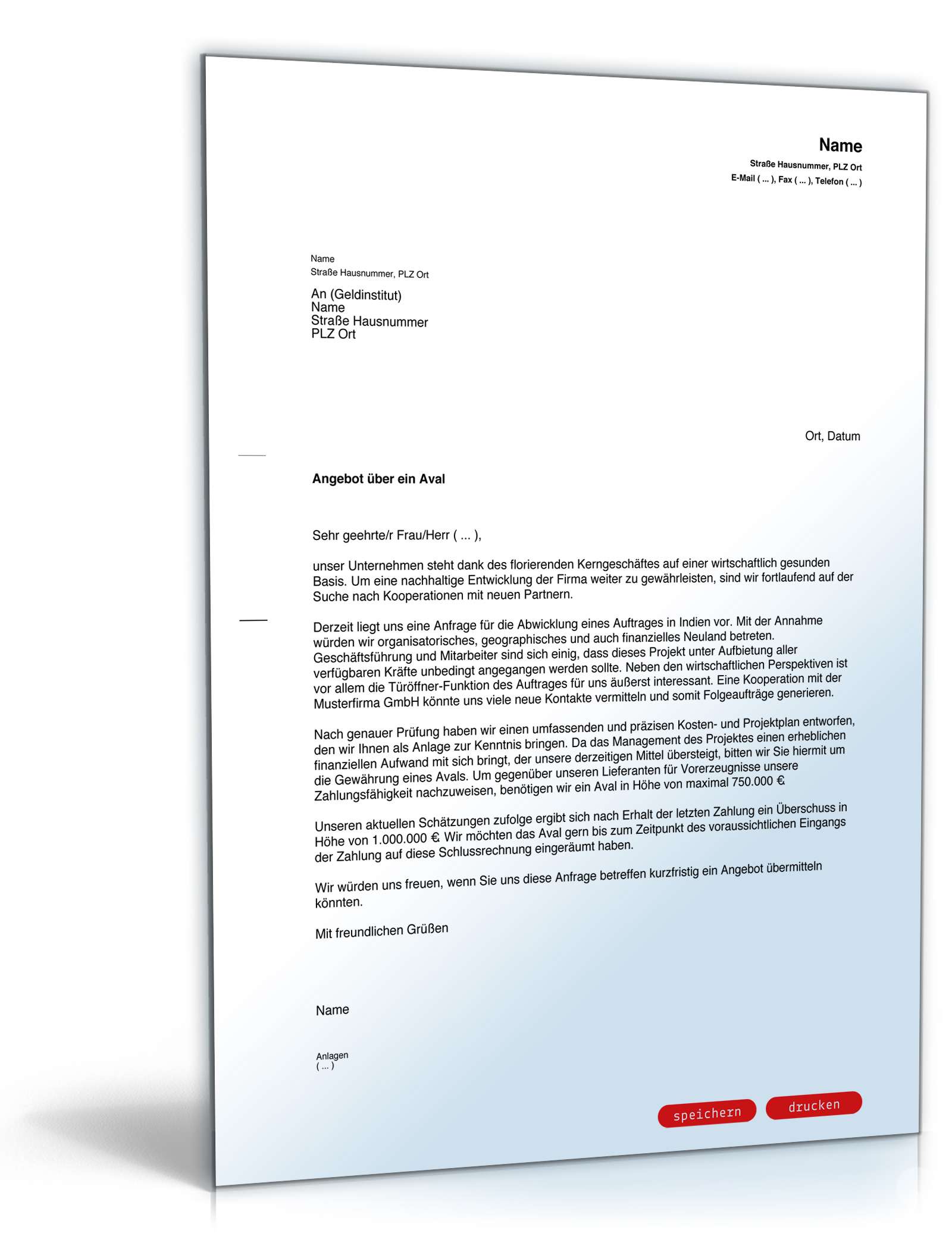 Anfrage Bankaval/Avalkredit PDF