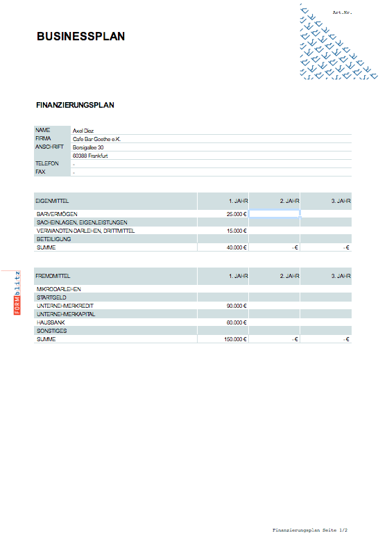 Businessplan Kaffee-Bar Excel. Seite: 5