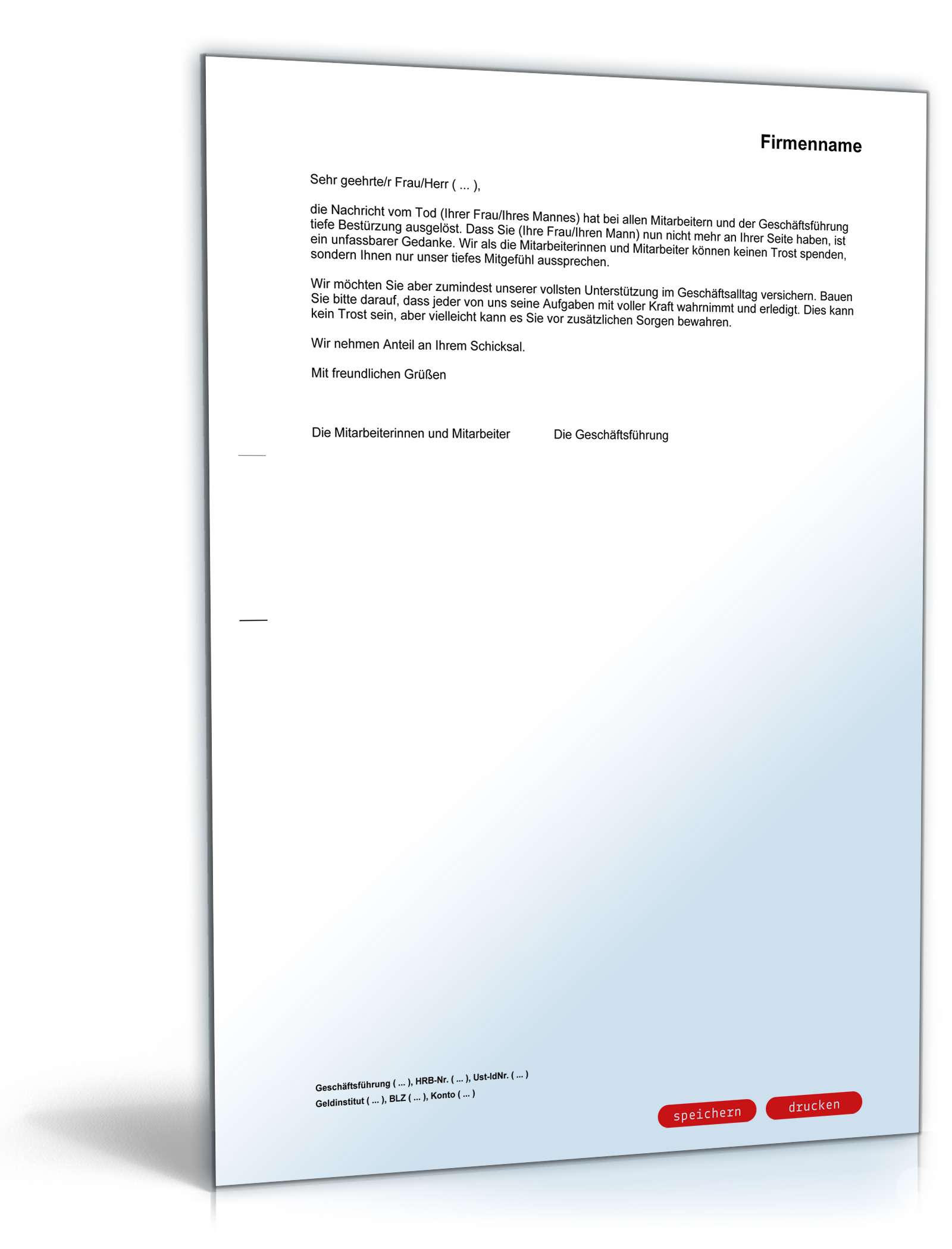 Kondolenzschreiben an Arbeitskollegen/Arbeitskollegin  PDF. Seite: 2