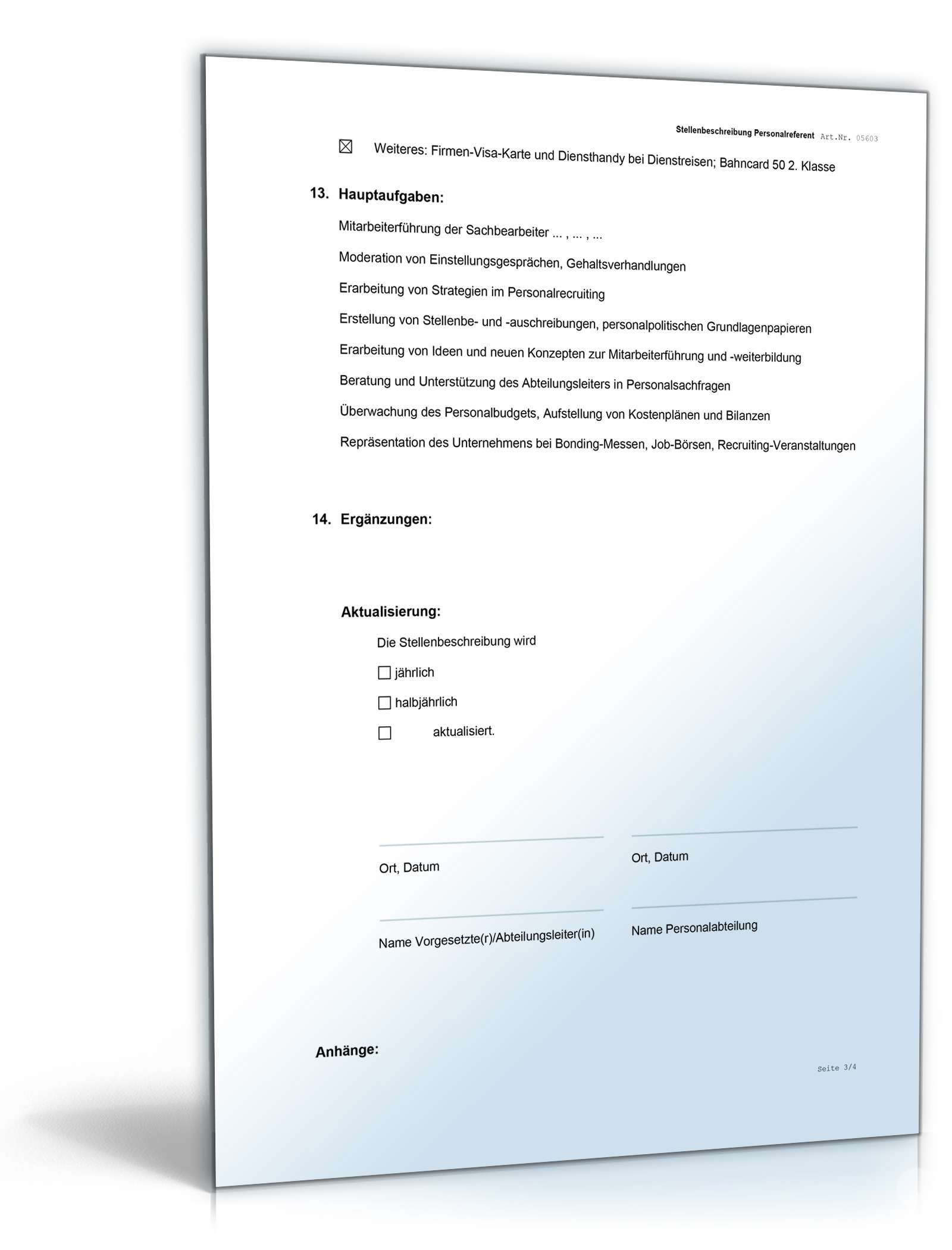 Stellenbeschreibung Personalreferent Word. Seite: 3