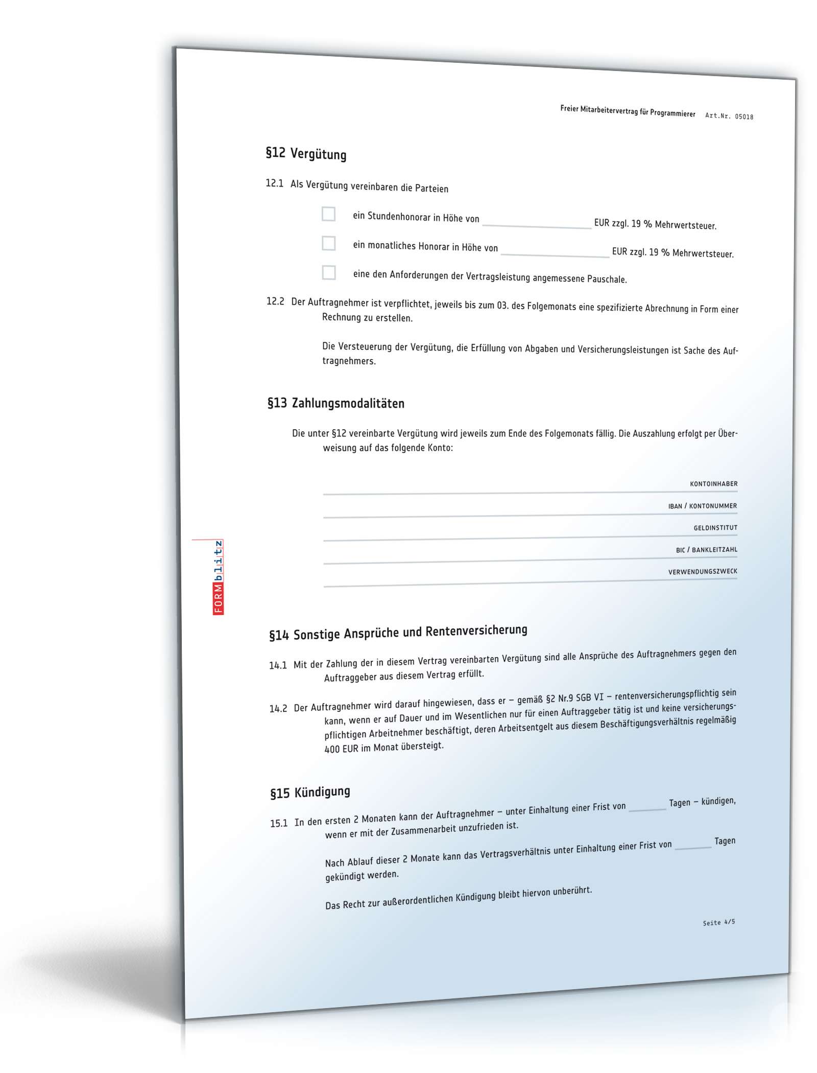 Freier Mitarbeitervertrag Programmierer PDF. Seite: 4