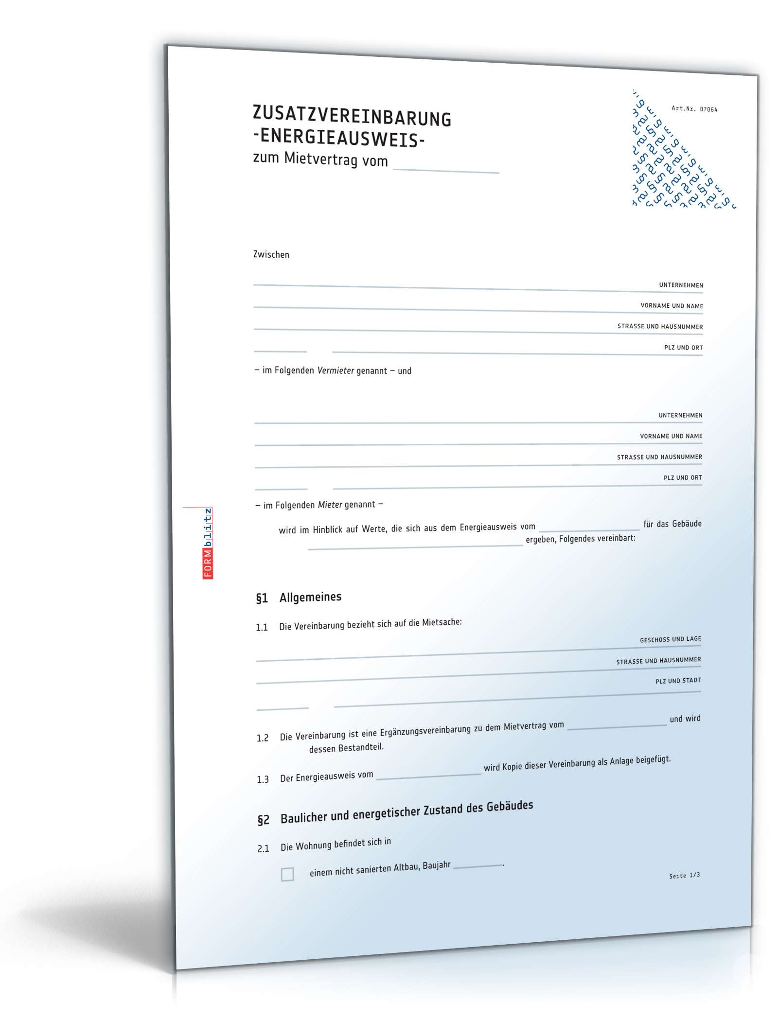 Zusatzvereinbarung Energieausweis PDF