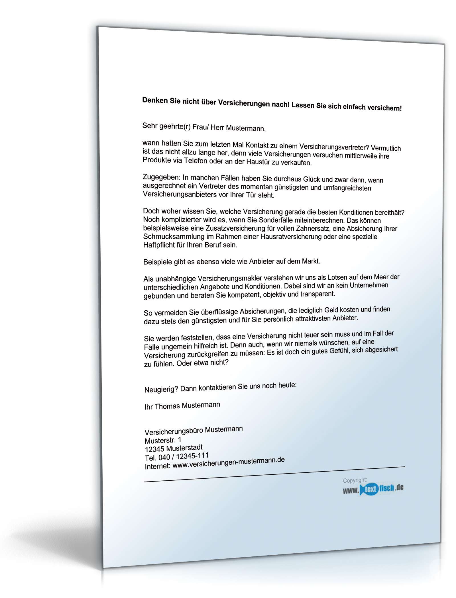 Werbebrief für eine Versicherungsagentur