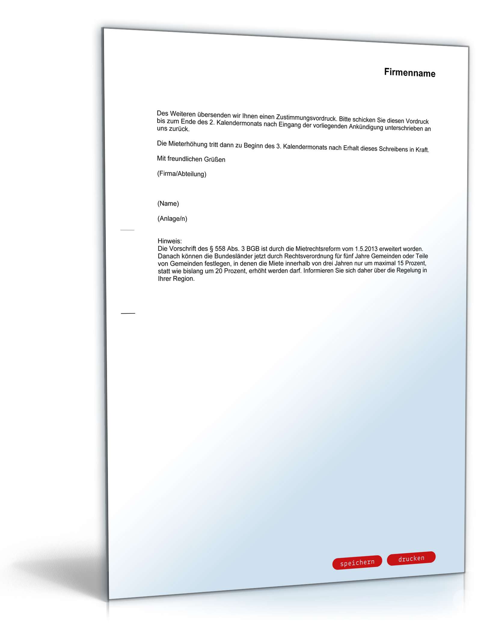 Ankündigung Mieterhöhung PDF. Seite: 2