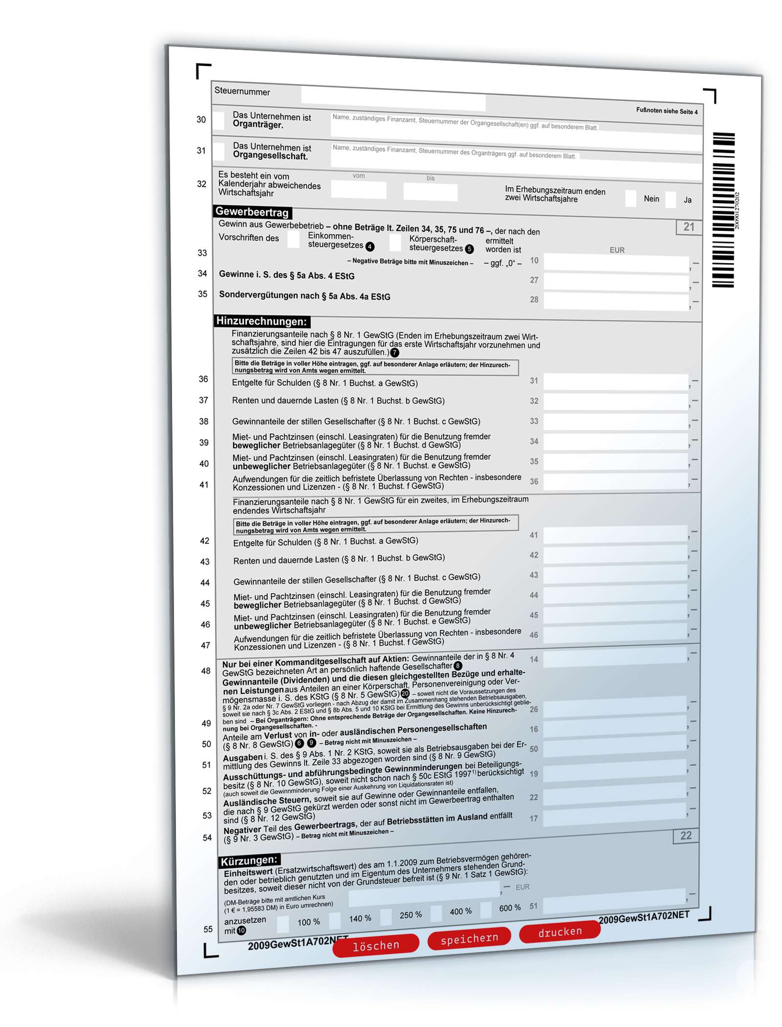 Gewerbesteuererklärung 2009 PDF. Seite: 2