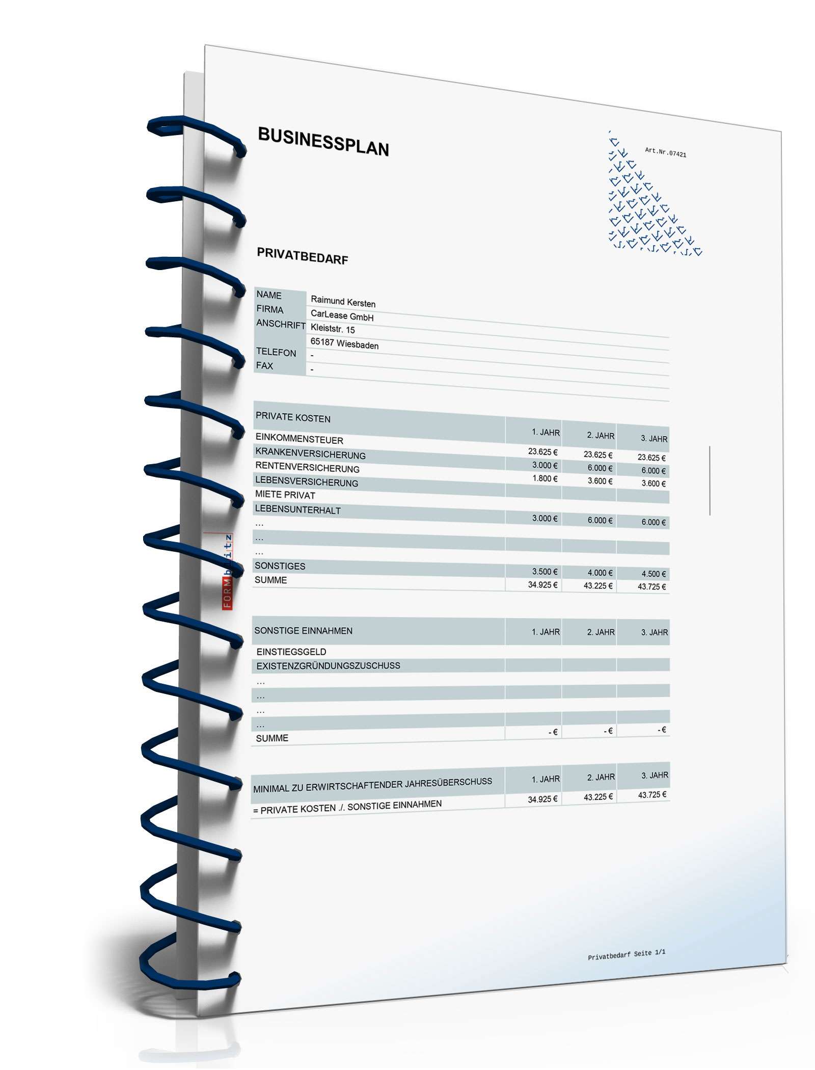 Businessplan für ein Leasingunternehmen Excel. Seite: 36