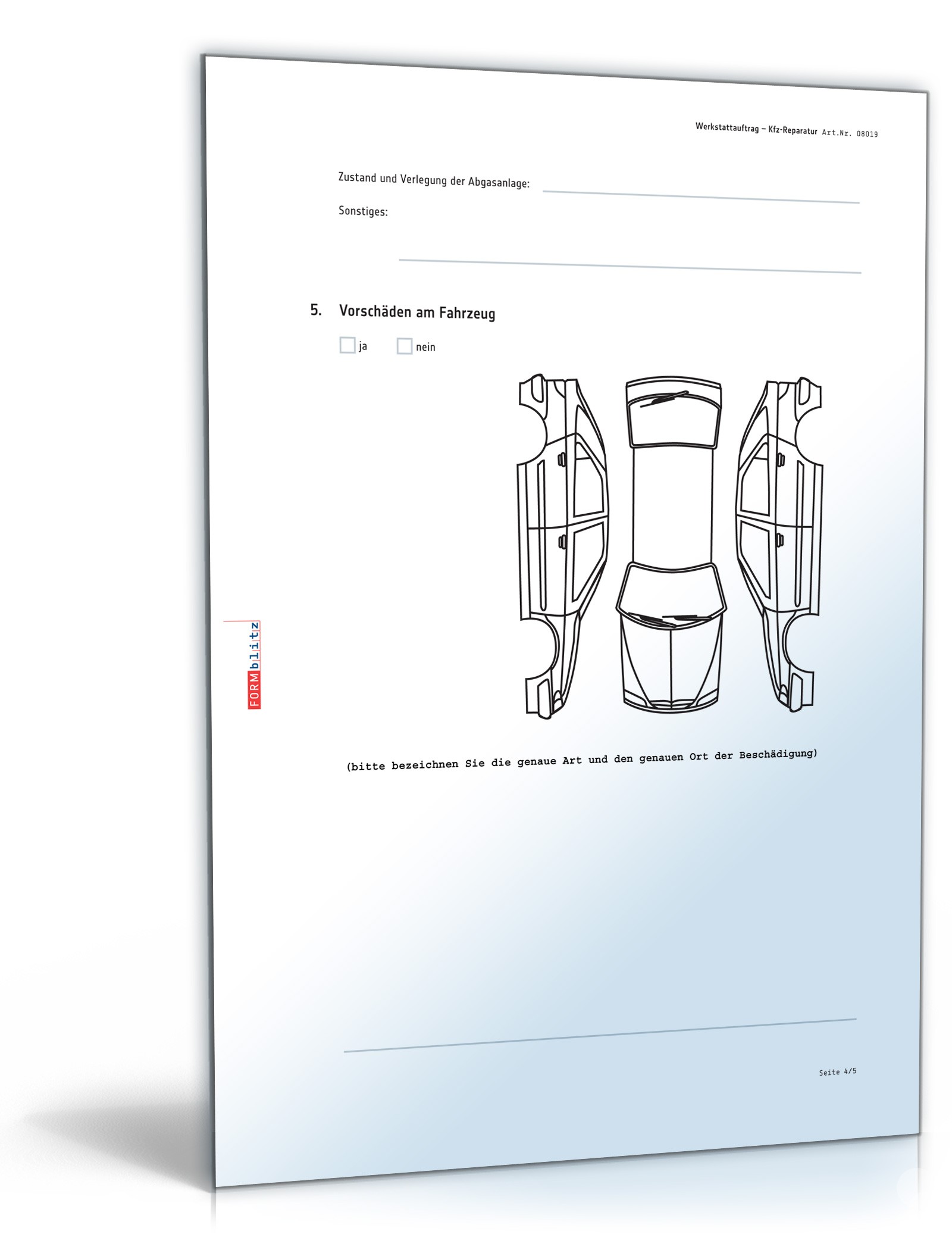 Werkstattauftrag Kfz-Reparatur PDF. Seite: 4