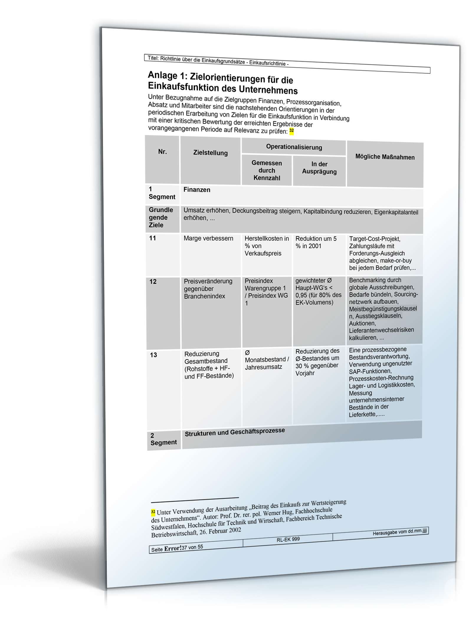 Richtlinien über die Einkaufsgrundsätze Word. Seite: 37