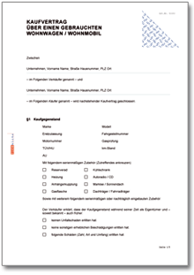 Kaufvertrag Wohnwagen Word