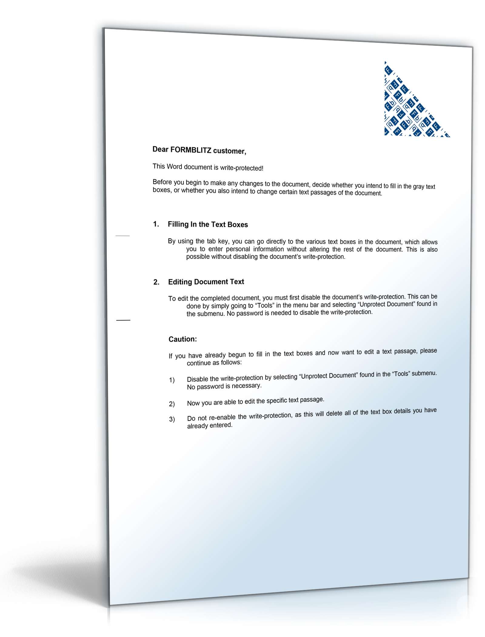 Geschäftsbrief Ablehnung Angebot (Englisch) Word. Seite: 2