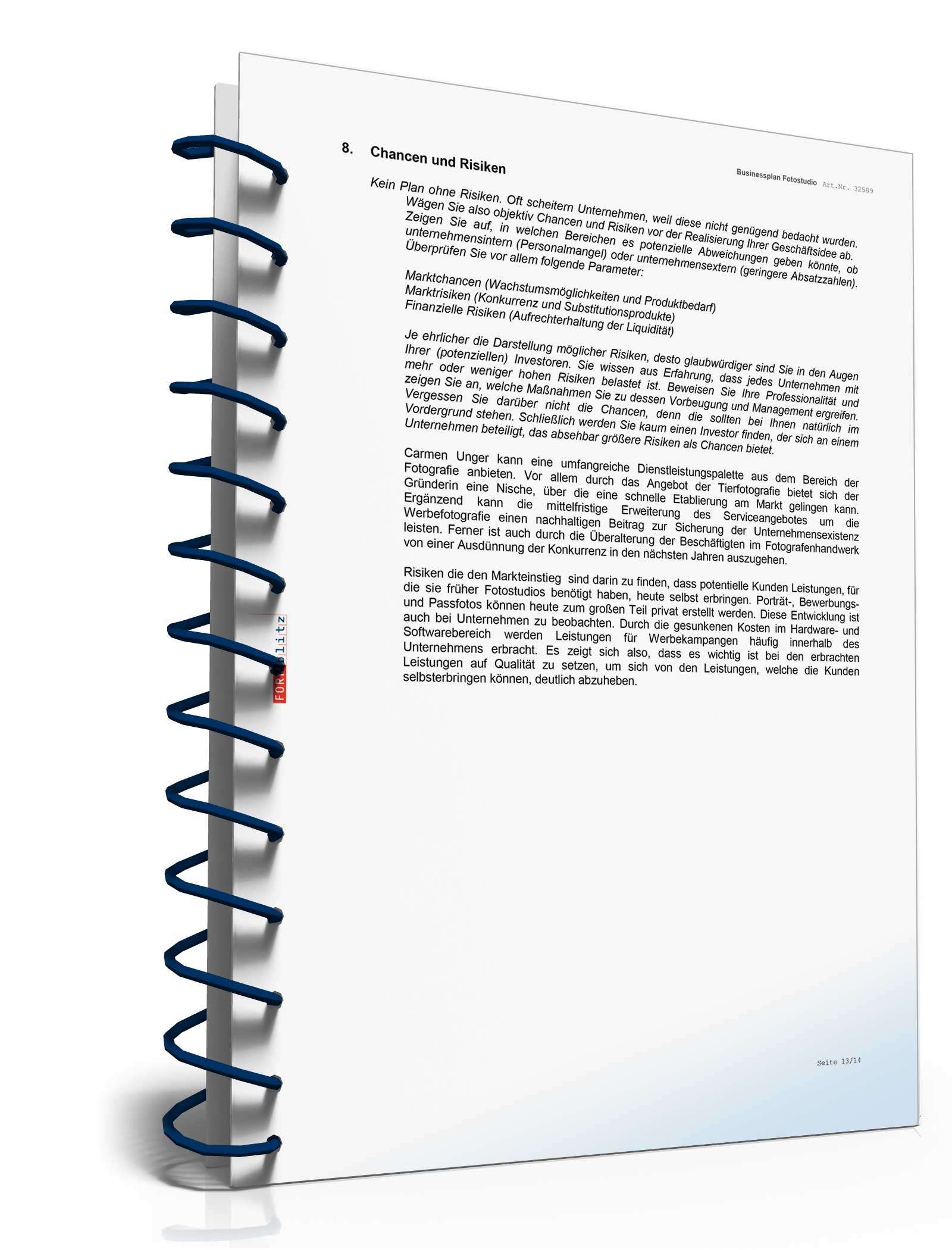 Businessplan Fotograf Excel. Seite: 15