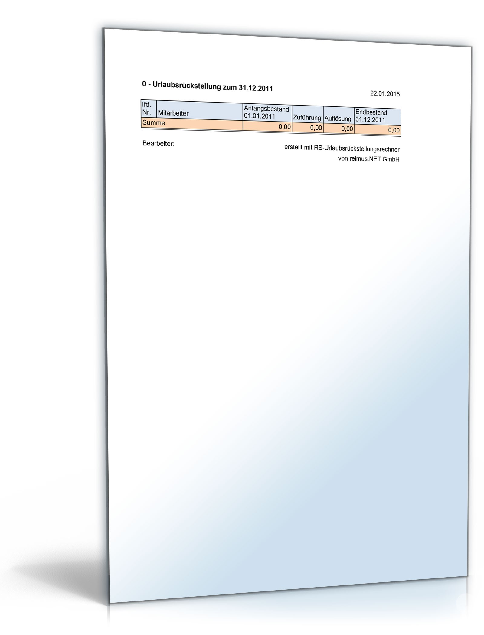 Rückstellungsrechner XL Excel. Seite: 6