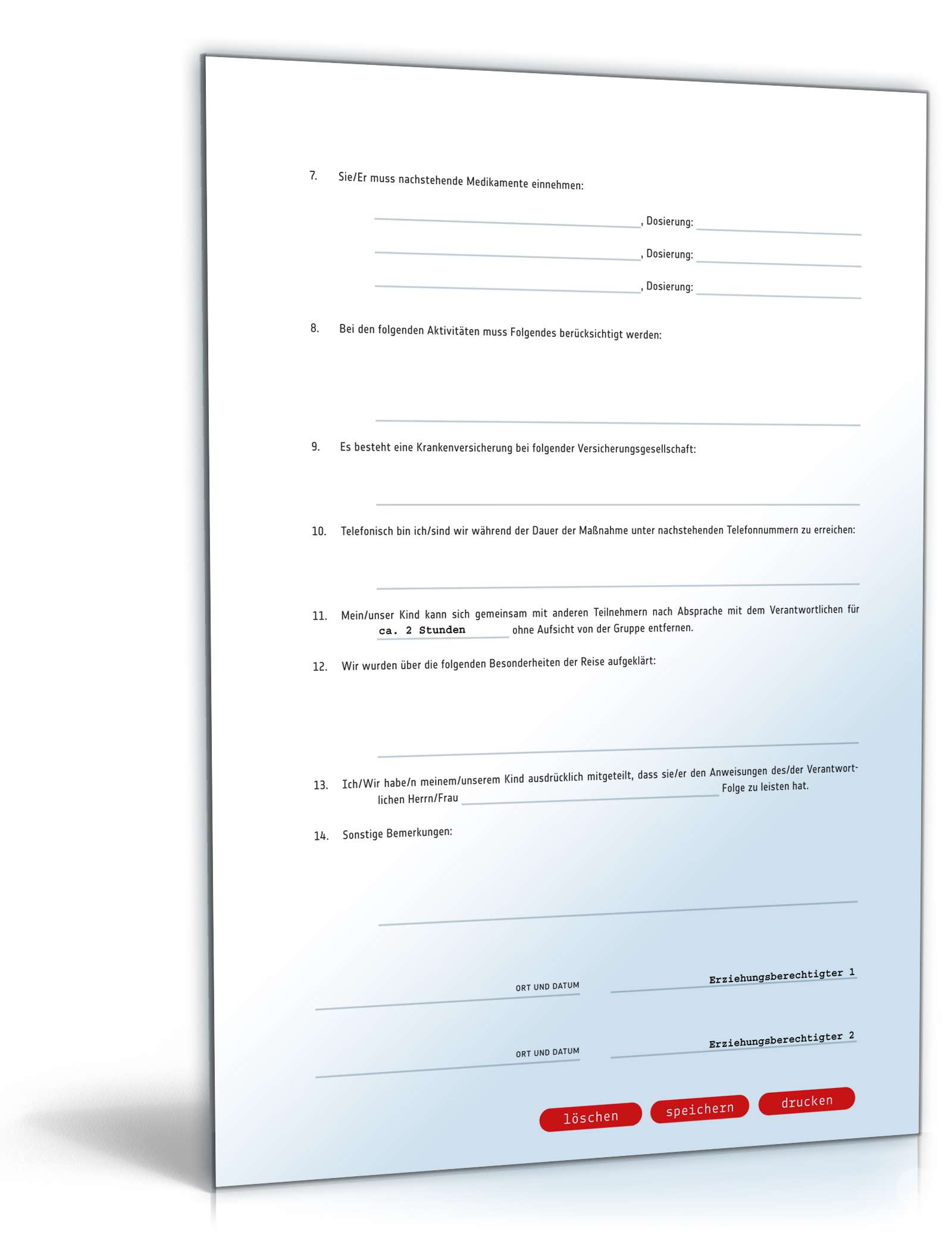 Einverständniserklärung Teilnahme Vereins-/Klassenfahrt PDF. Seite: 3