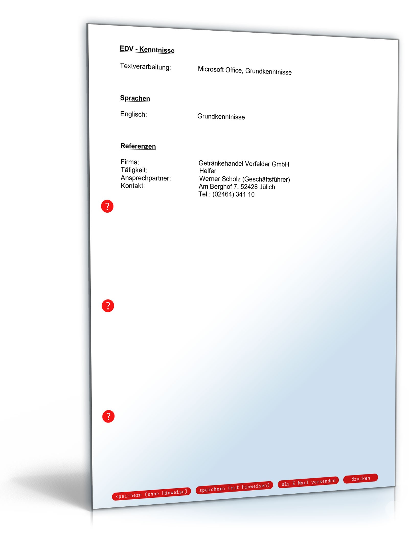 Lebenslauf Regalauffüller PDF. Seite: 3