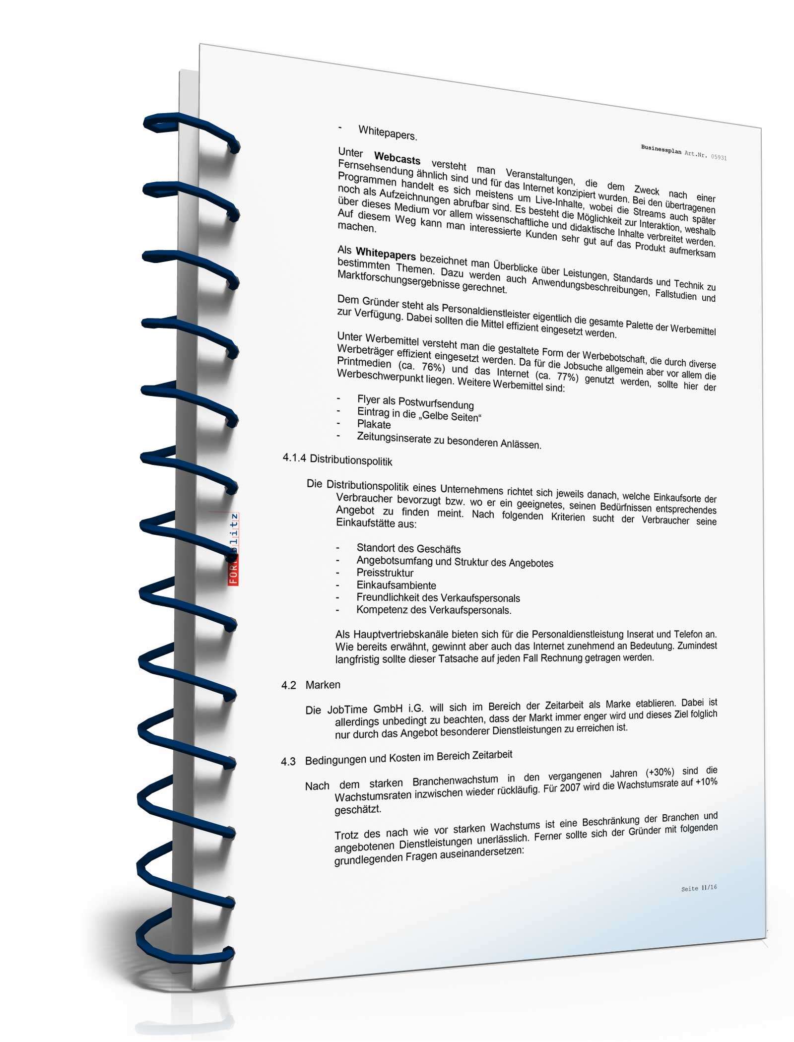 Businessplan Zeitarbeitsfirma Excel. Seite: 22