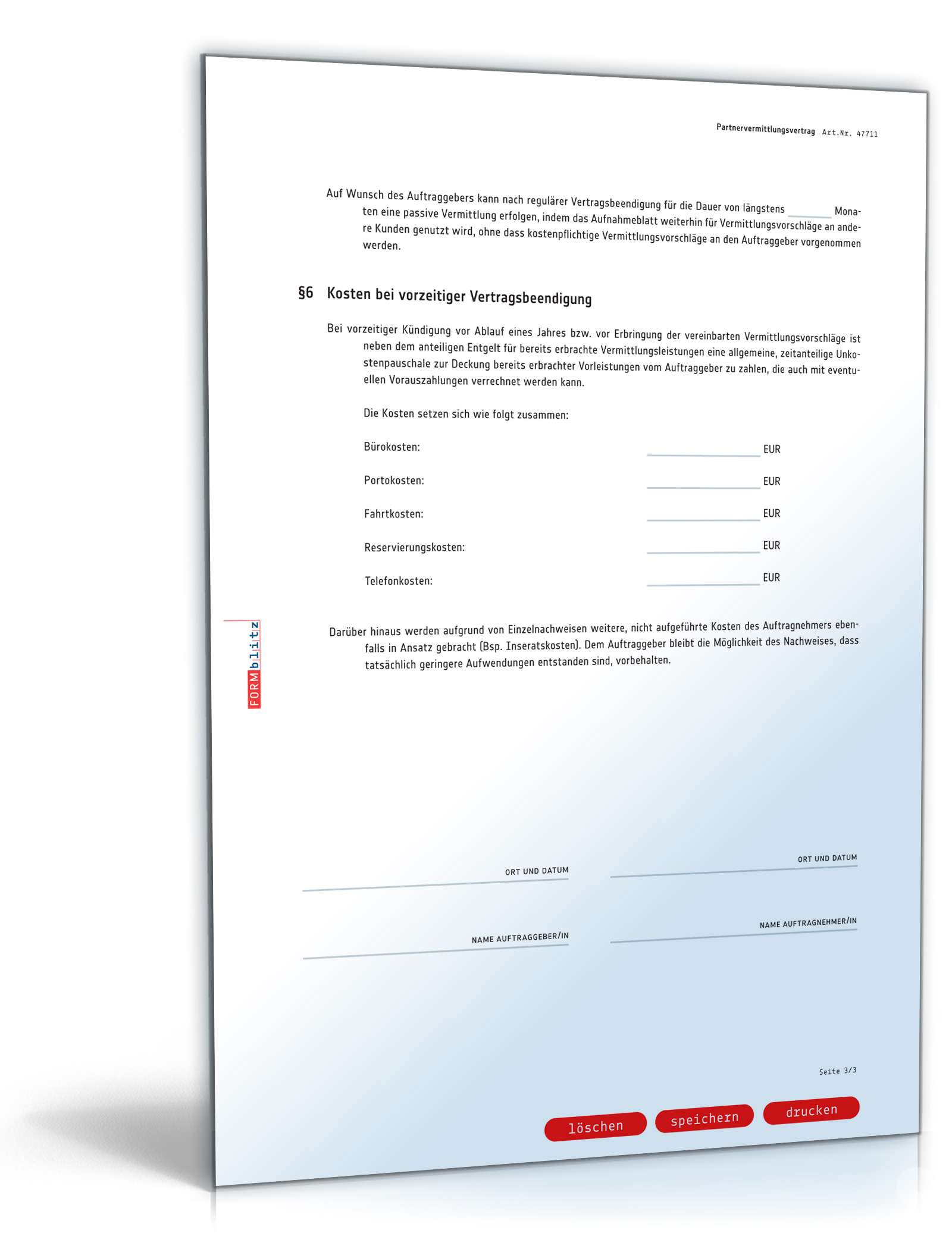 Partnerschaftsvermittlungsvertrag PDF. Seite: 3