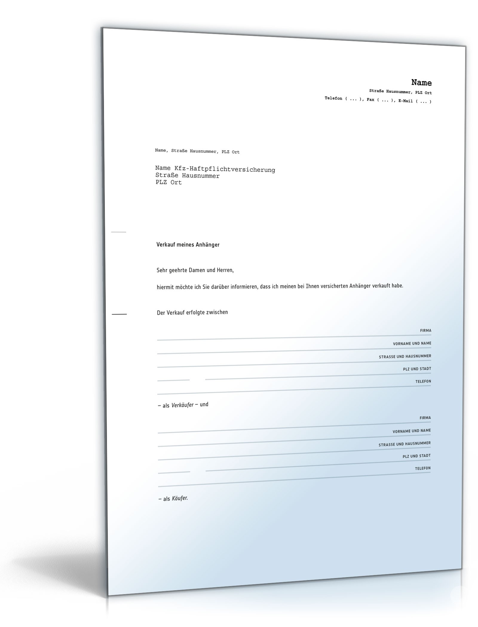 Kaufvertrag Anhänger PDF. Seite: 4