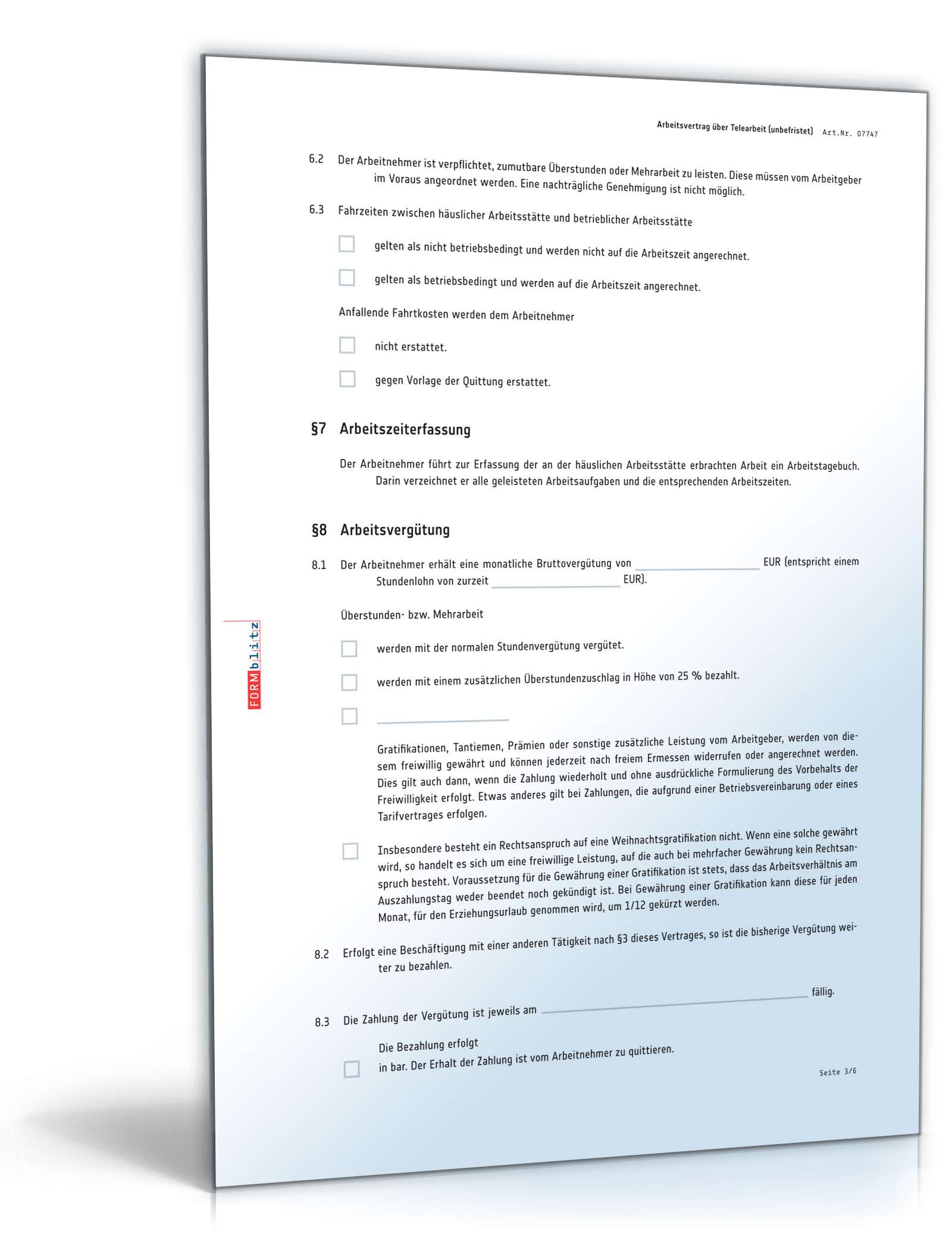 Arbeitsvertrag Homeoffice Muster PDF. Seite: 3
