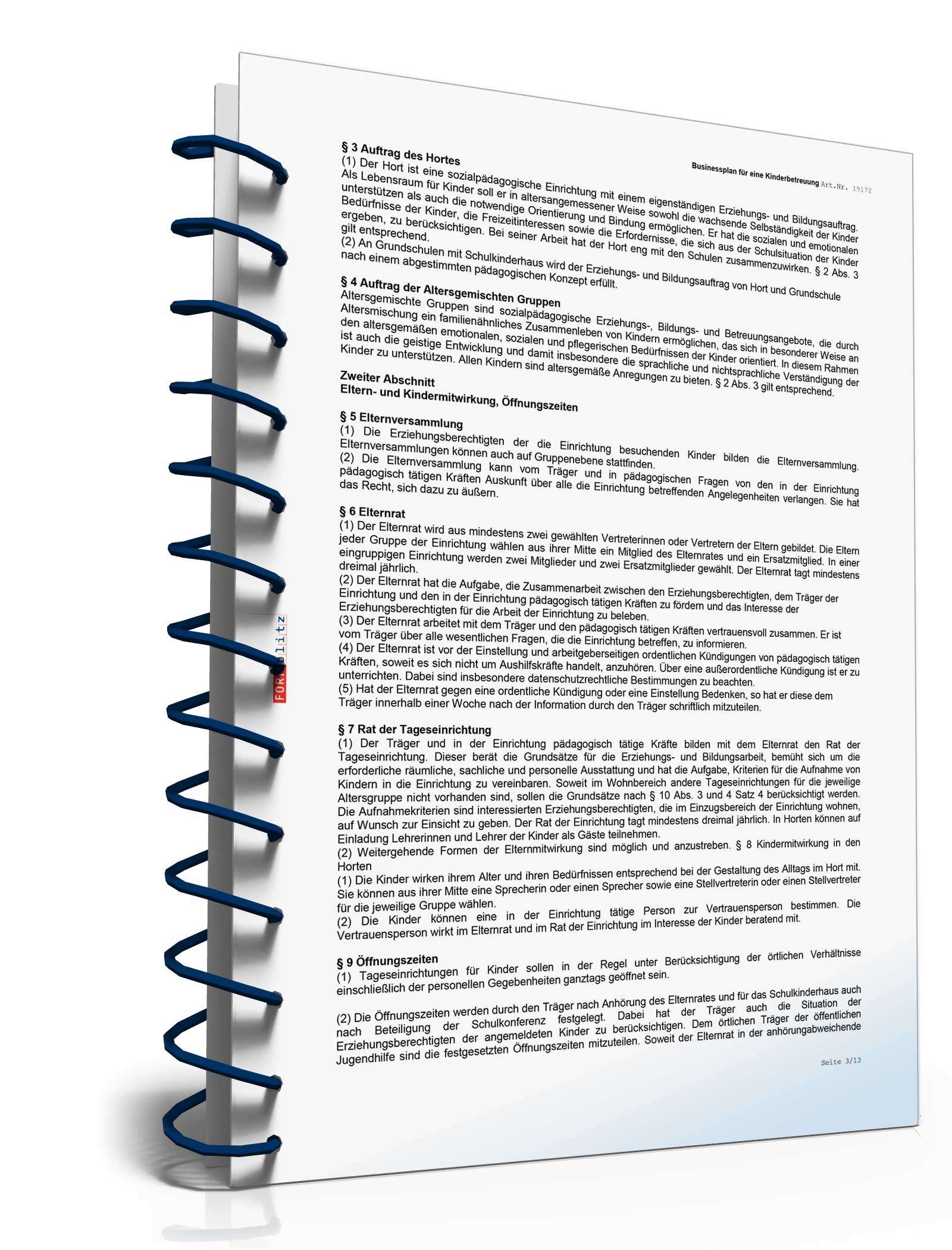 Businessplan Kinderbetreuung Excel. Seite: 4