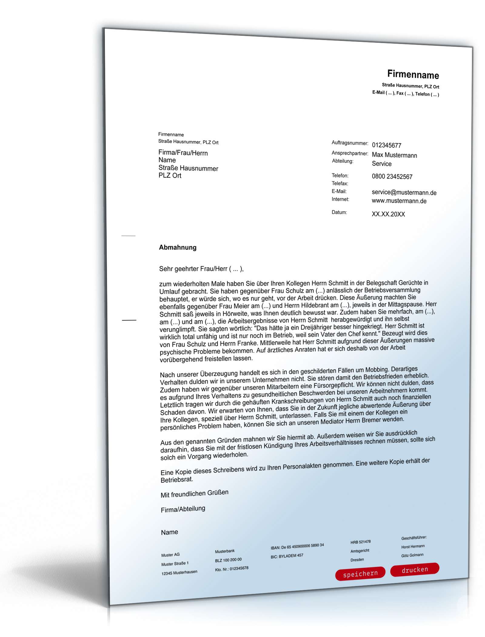 Abmahnung Mobbing PDF