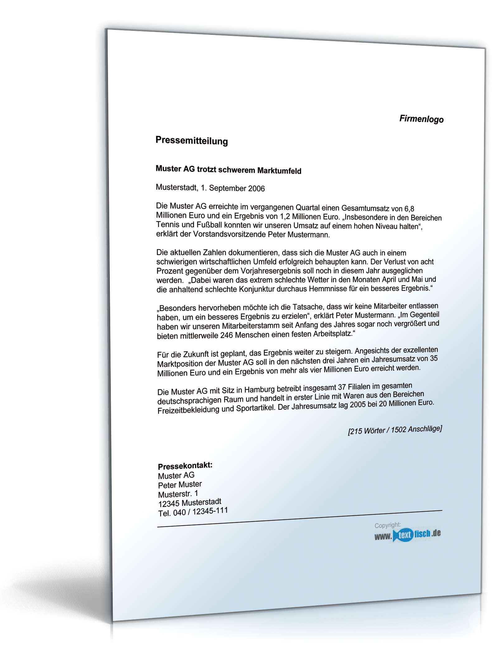 Pressemitteilung Verkündung negativer Geschäftsergebnisse  PDF