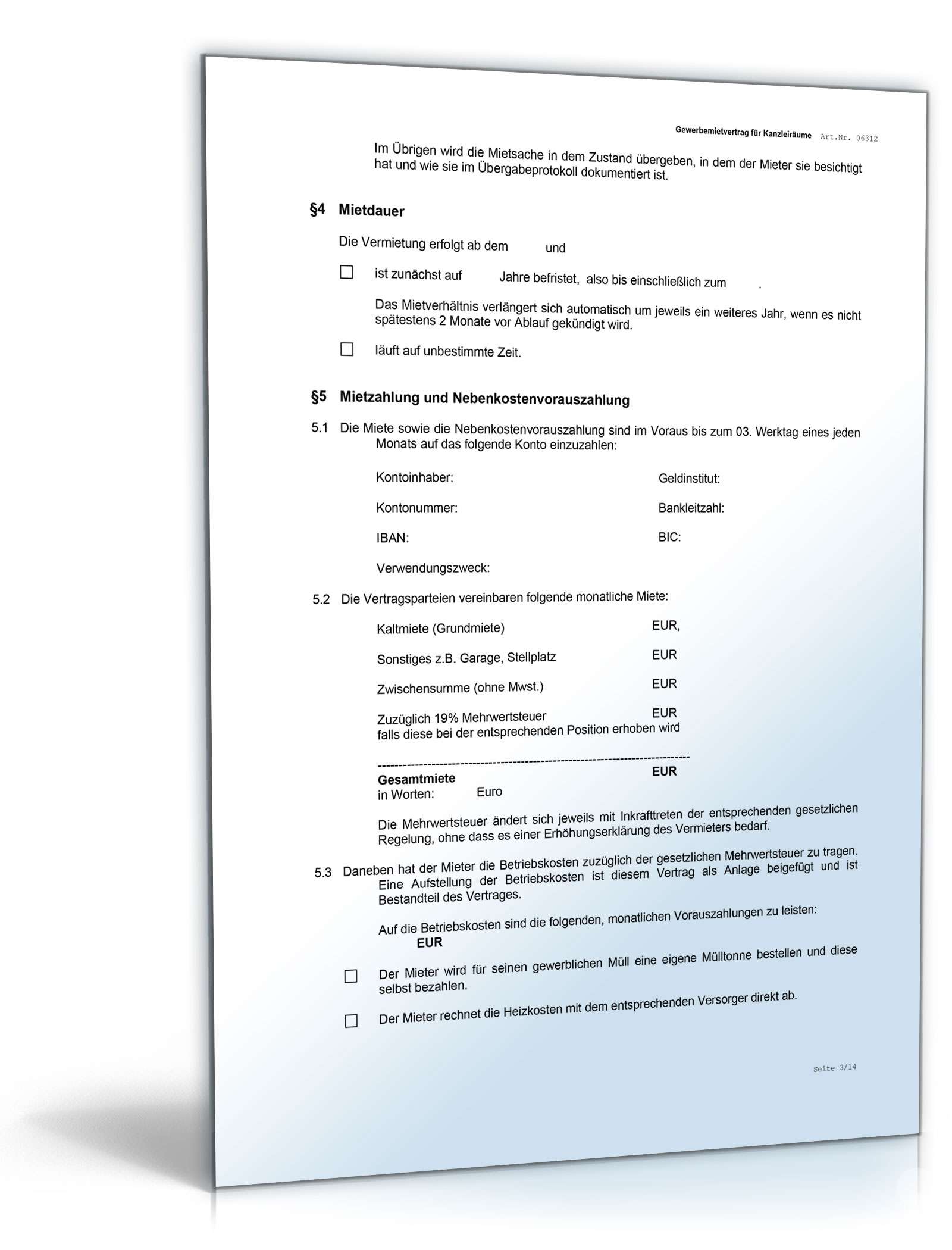 Gewerbemietvertrag Kanzleiräume Word. Seite: 3