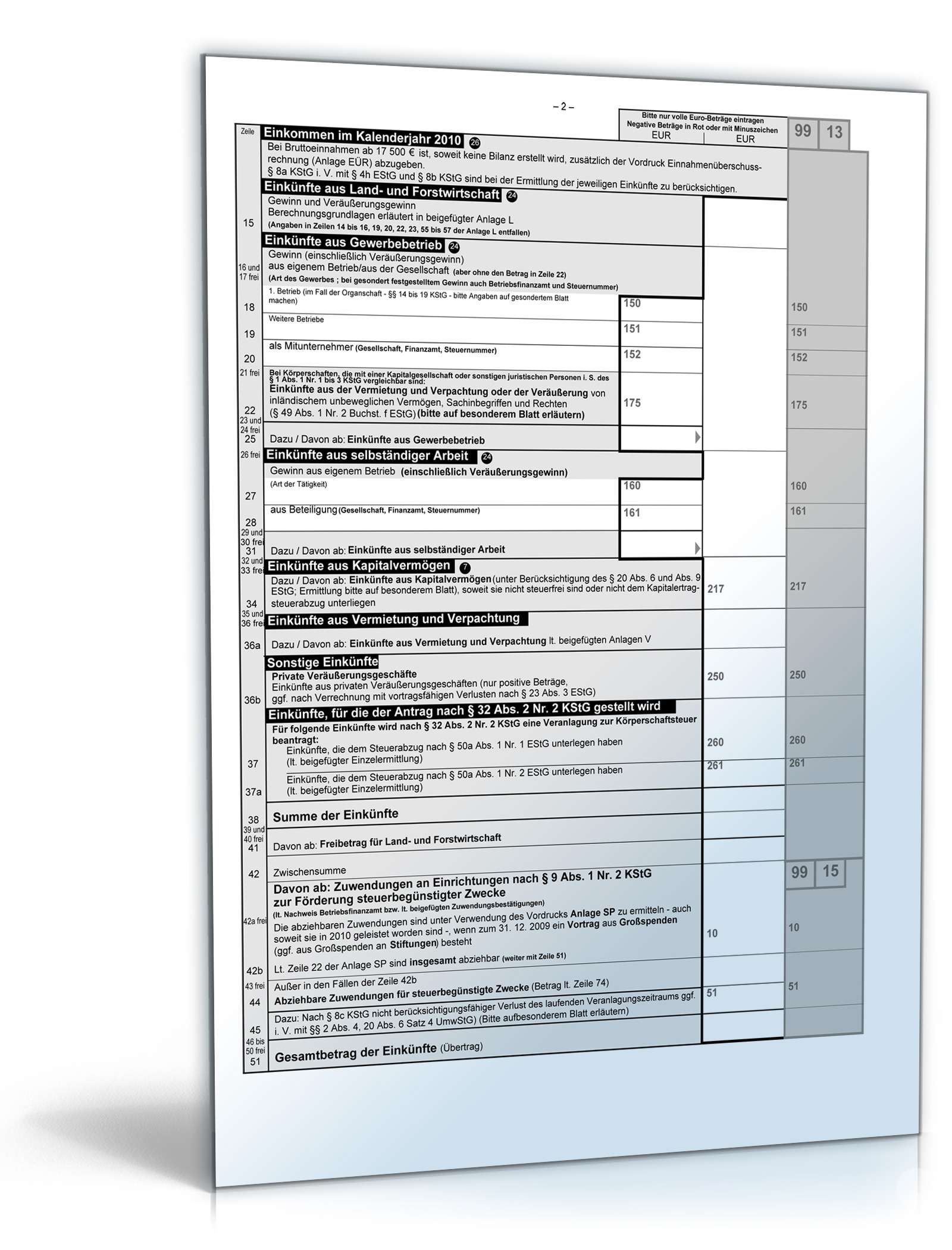 Körperschaftsteuererklärung 2010 PDF. Seite: 2