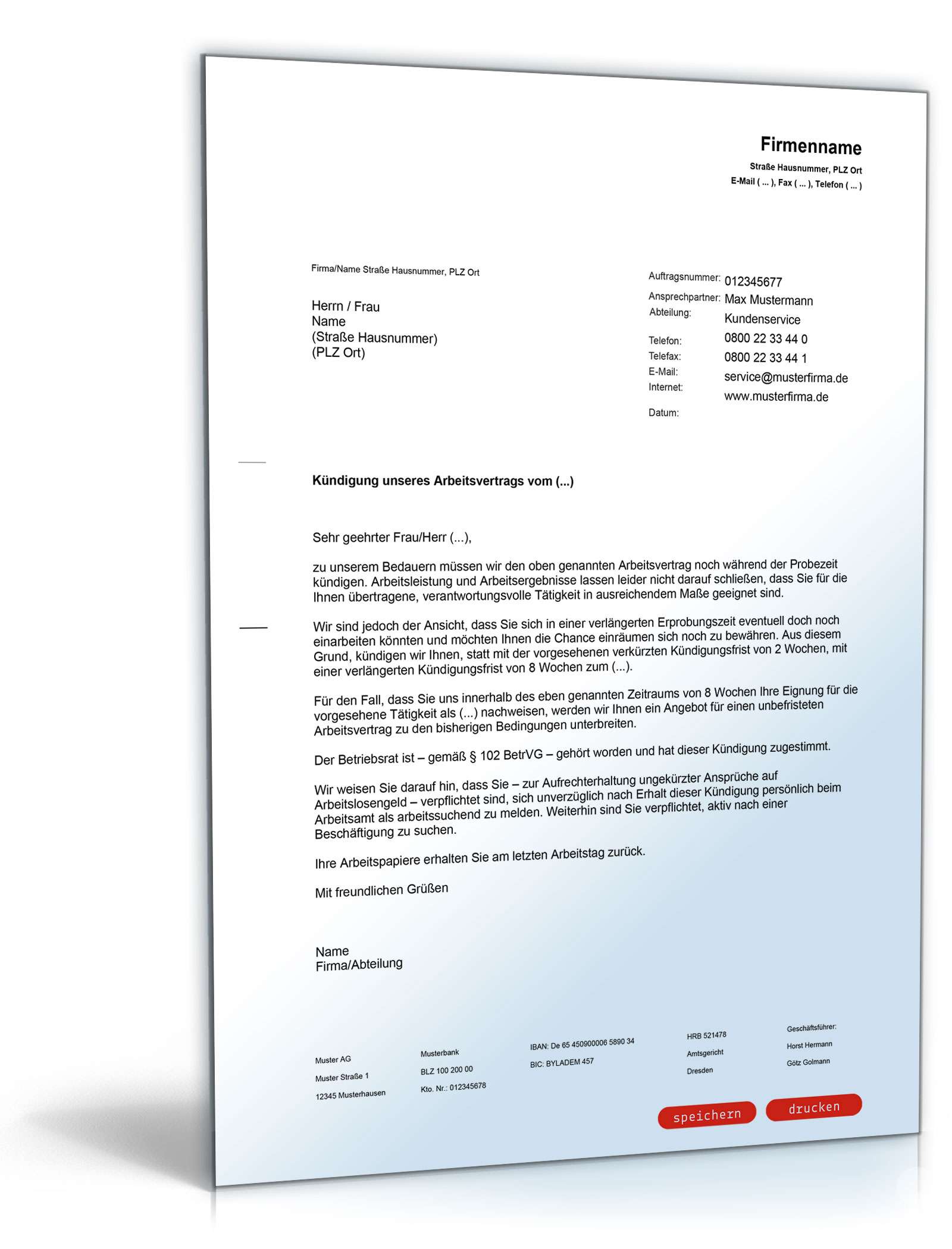 Probezeitverlängerung  Word