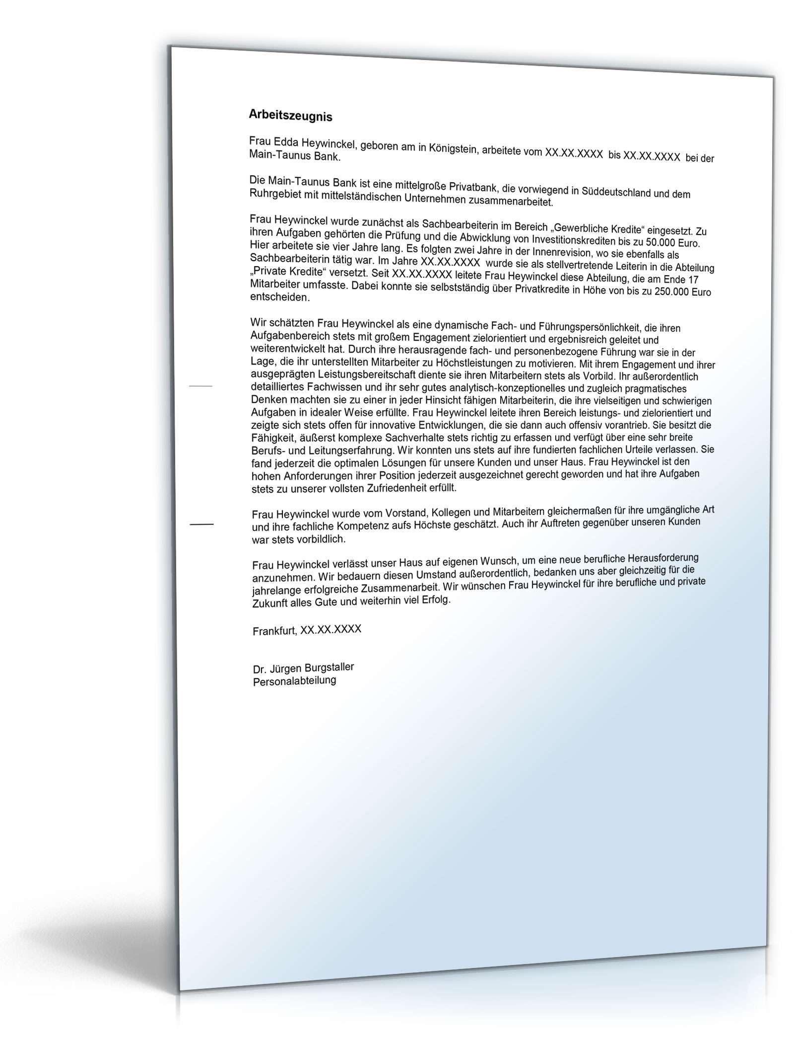 Arbeitszeugnis Bankkaufleute Excel. Seite: 3
