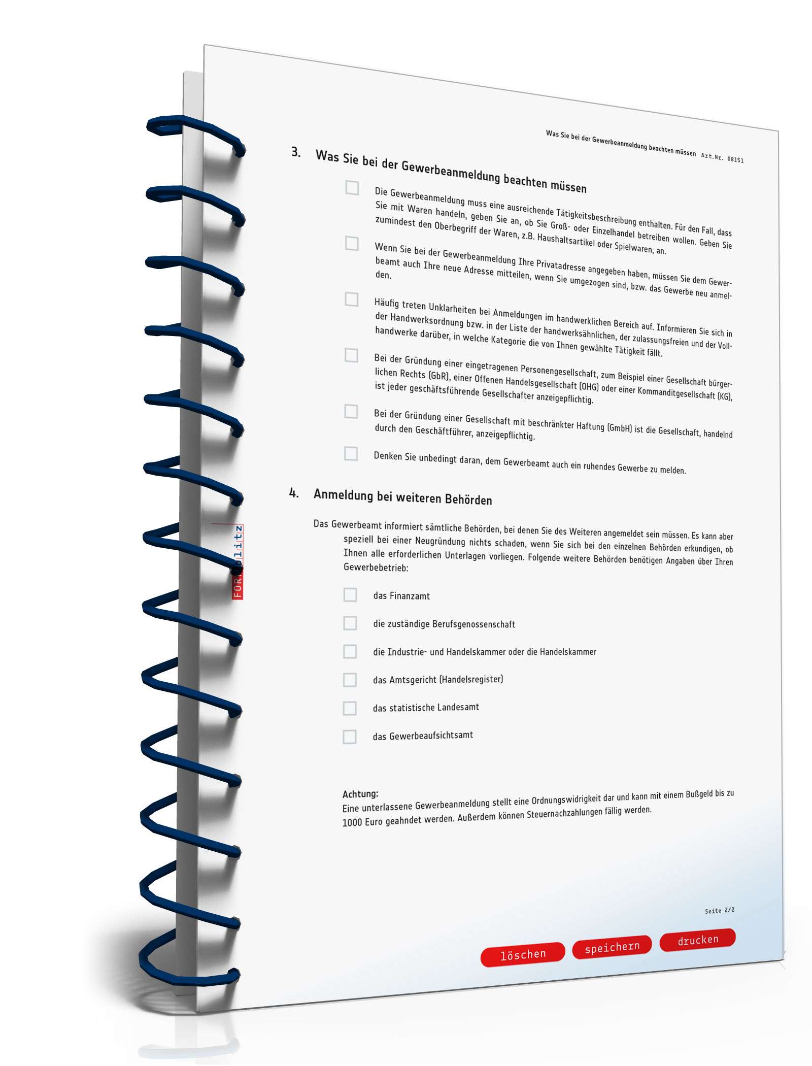 Was Sie bei der Gewerbeanmeldung beachten müssen PDF. Seite: 2