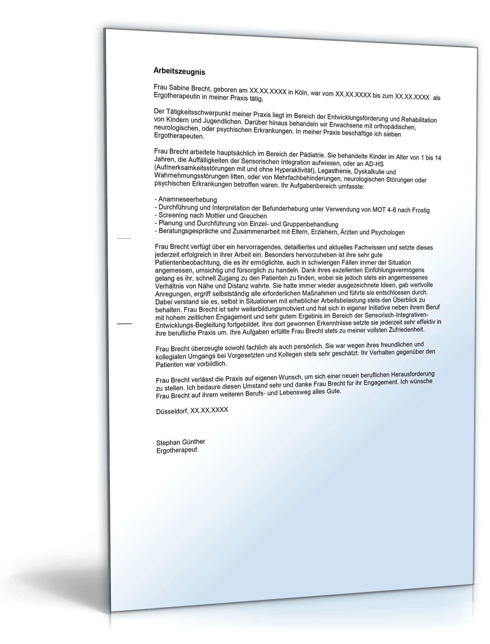 Arbeitszeugnis Ergotherapie Excel. Seite: 3