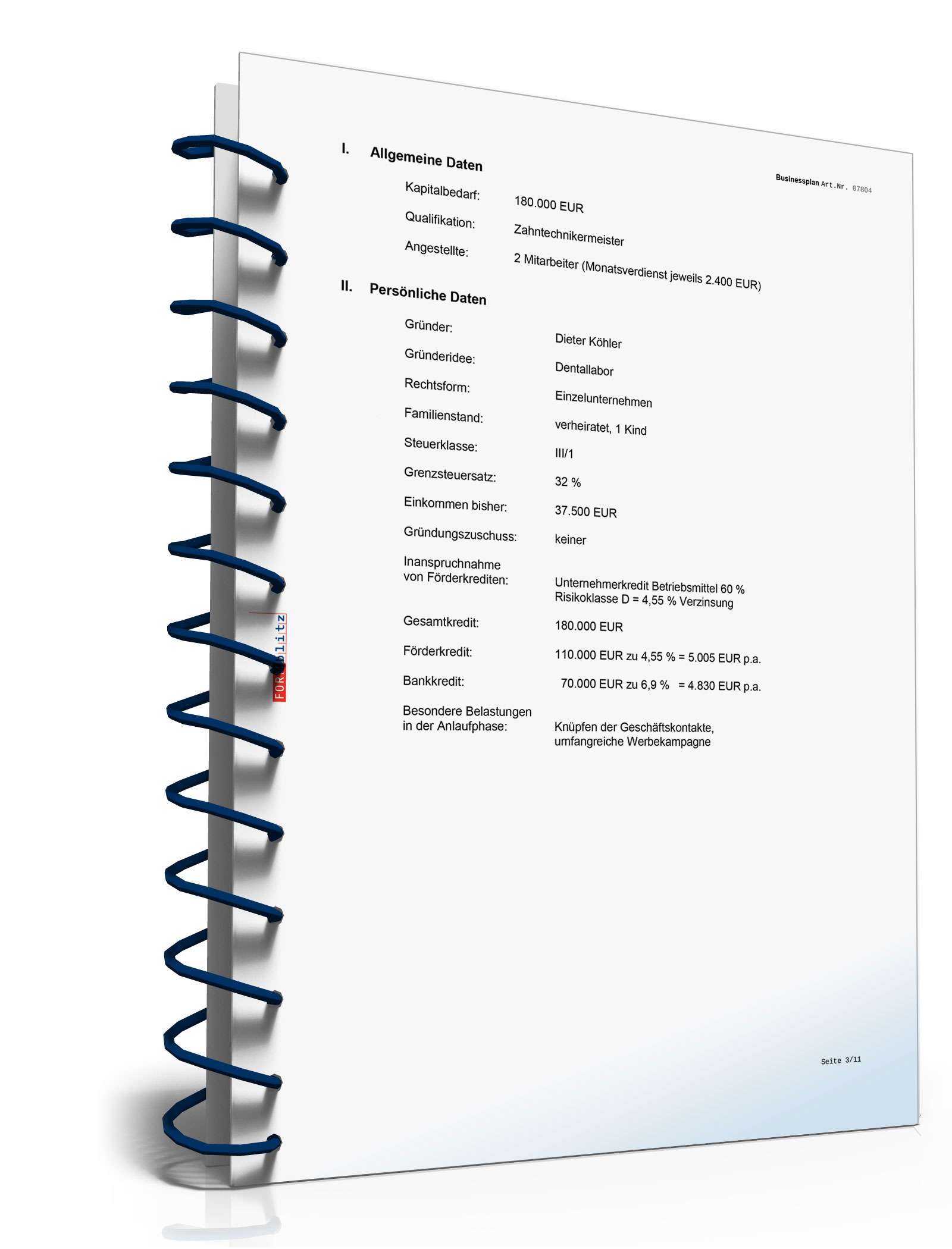 Businessplan Dentallabor Excel. Seite: 6